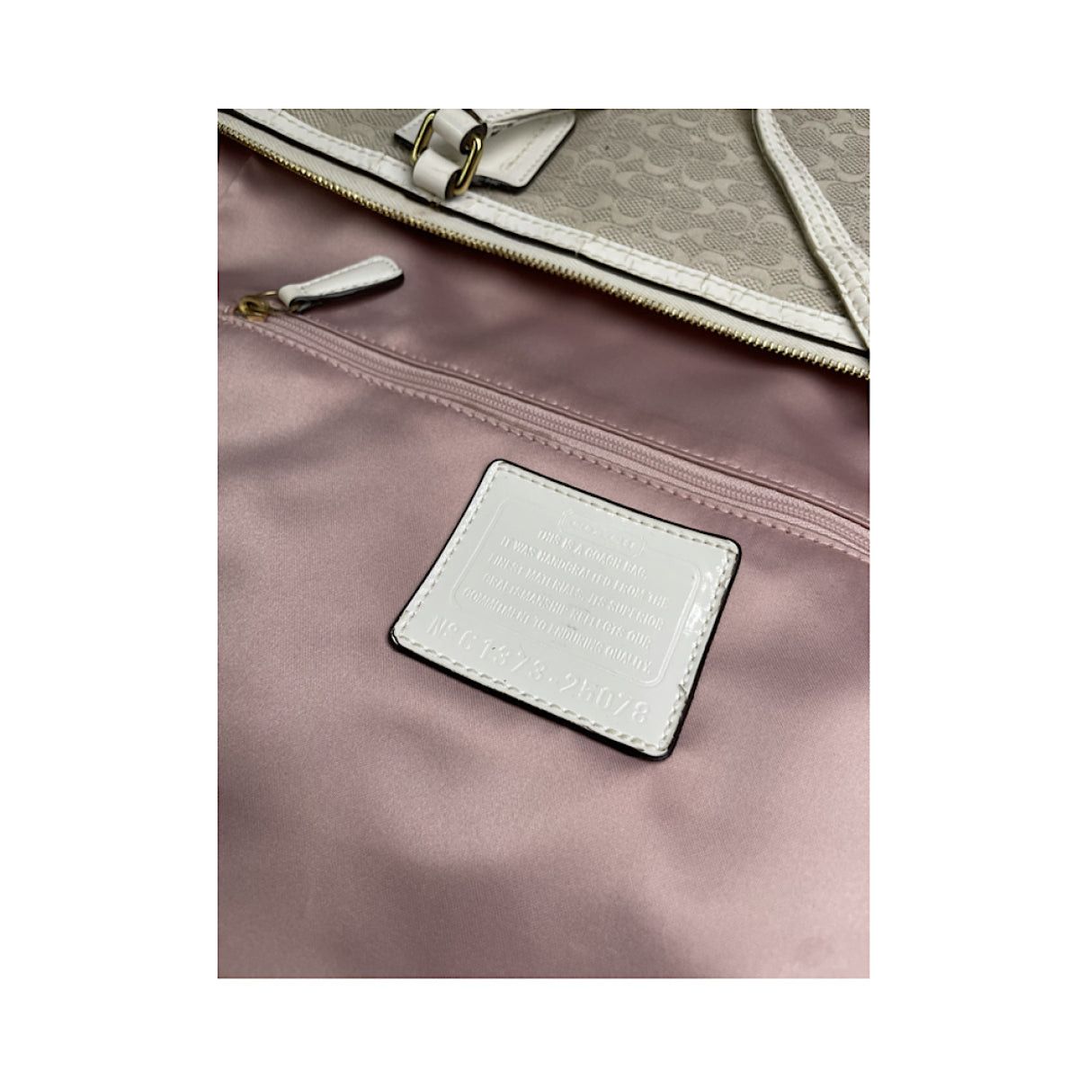 Coach Signature Sufflette White Cotton Handbag Size ONE SIZE - 3 Thumbnail