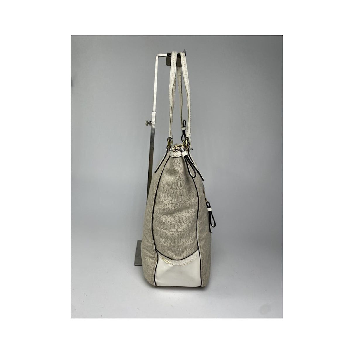 Coach Signature Sufflette White Cotton Handbag Size ONE SIZE - 5 Thumbnail