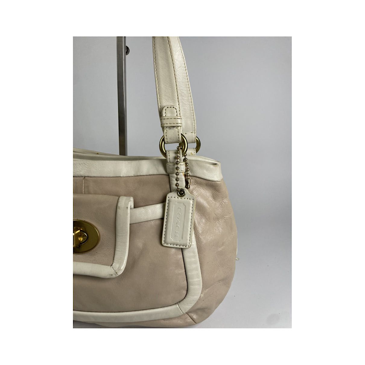 Coach Signature Sufflette White Leather Handbag Size ONE SIZE - 3 Thumbnail