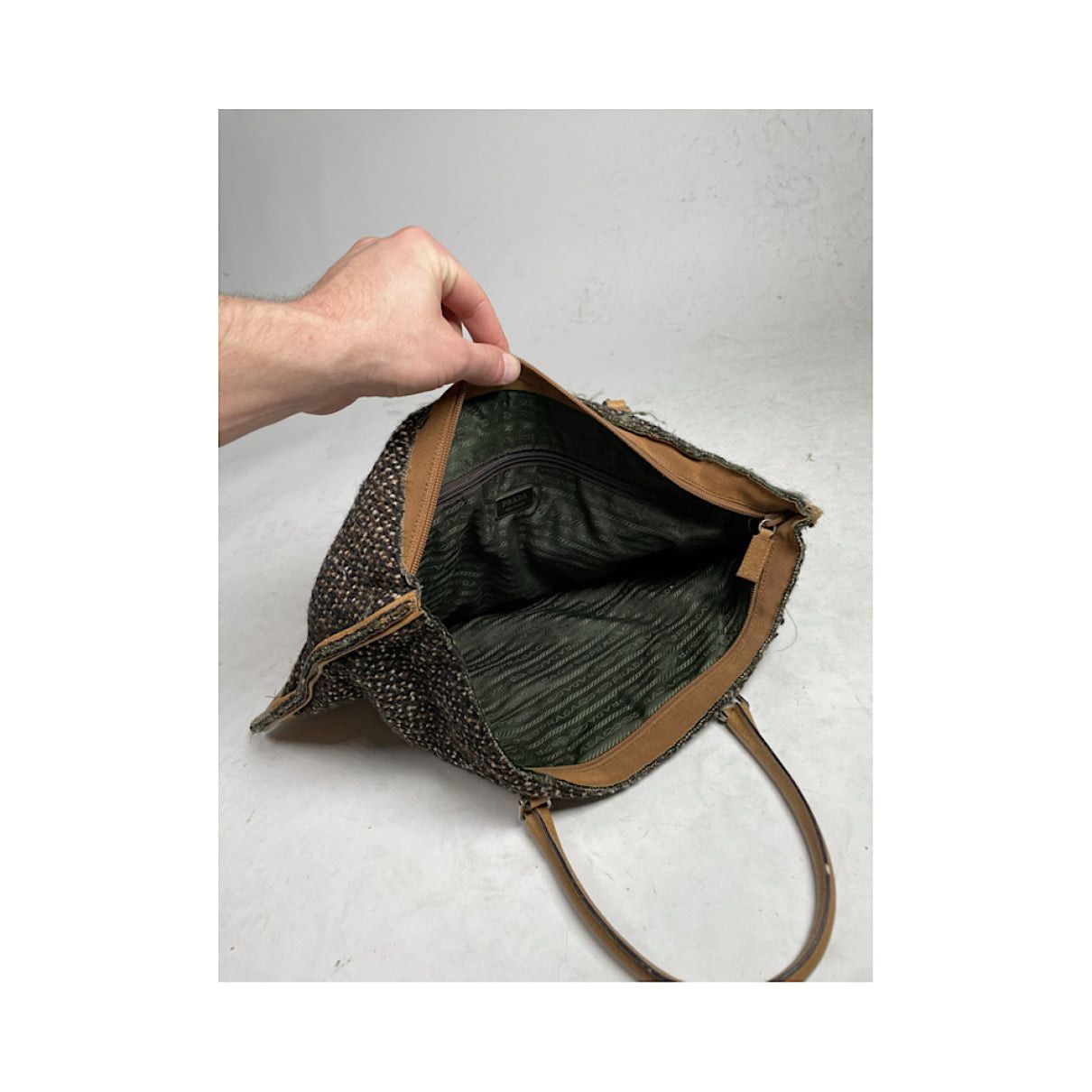 Prada Cleo Brown Wool Handbag Size ONE SIZE - 3 Thumbnail