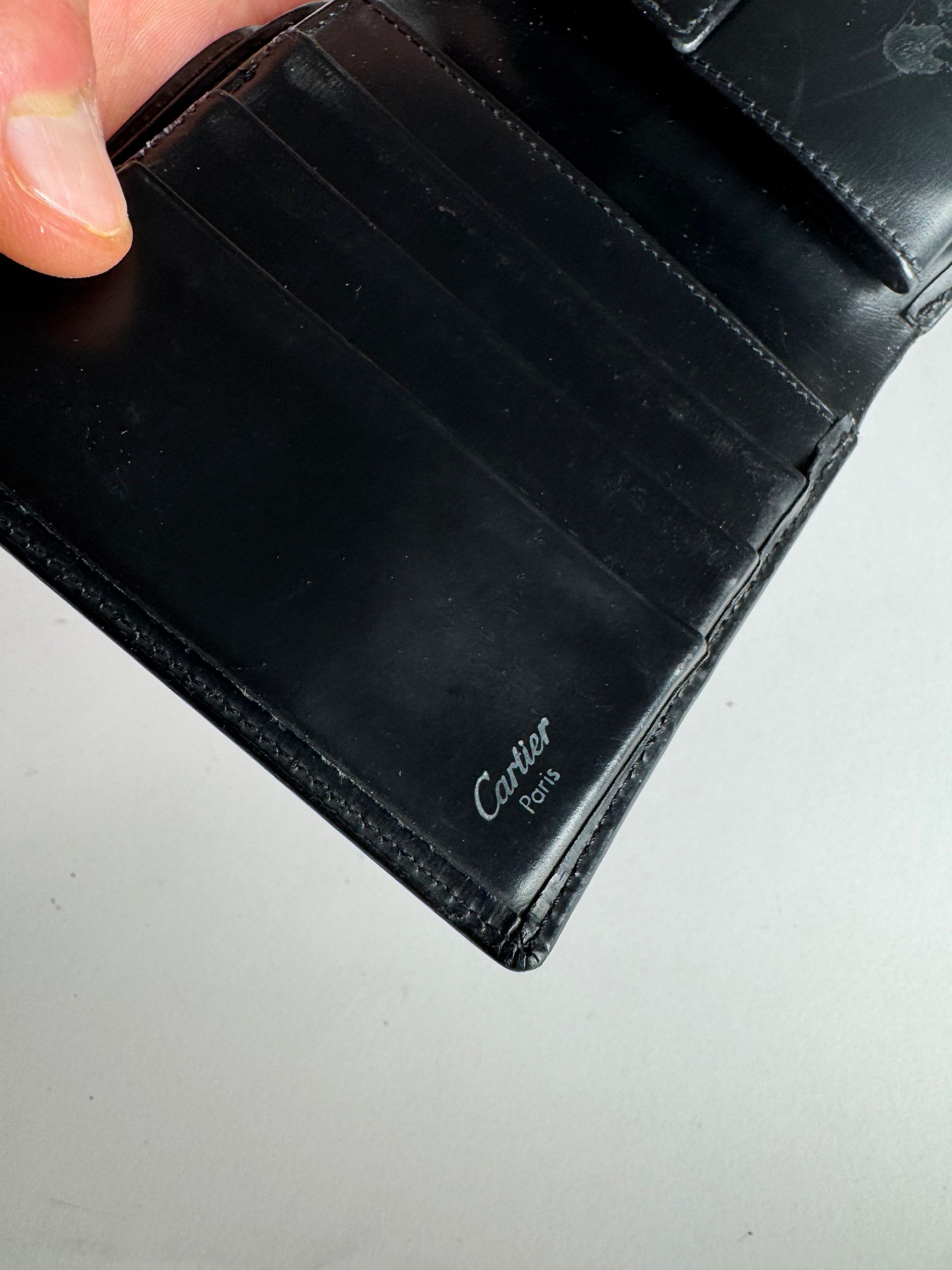 Cartier Vintage Flap Leather Wallet Black Size ONE SIZE - 8 Thumbnail