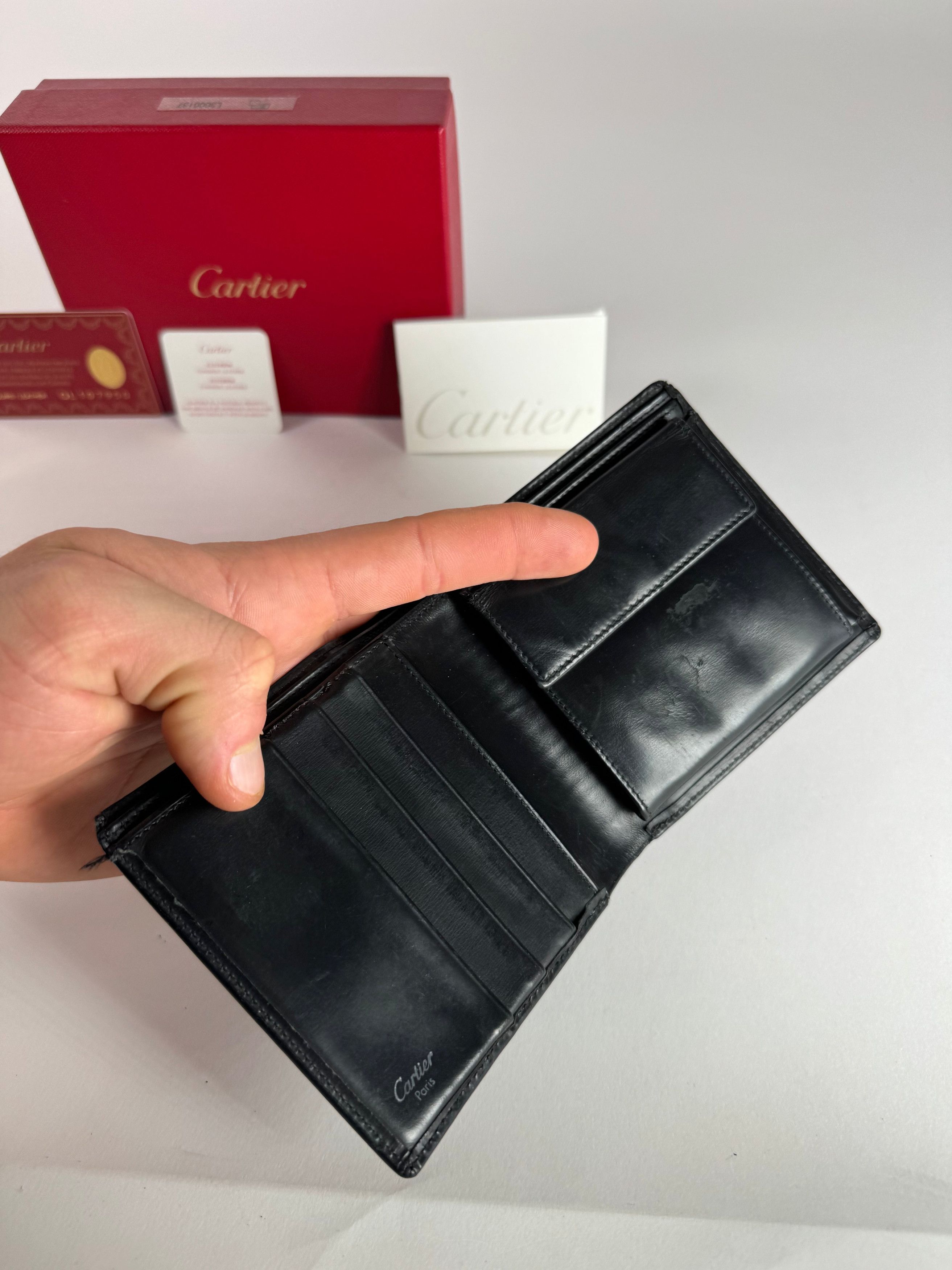 Cartier Vintage Flap Leather Wallet Black Size ONE SIZE - 6 Thumbnail