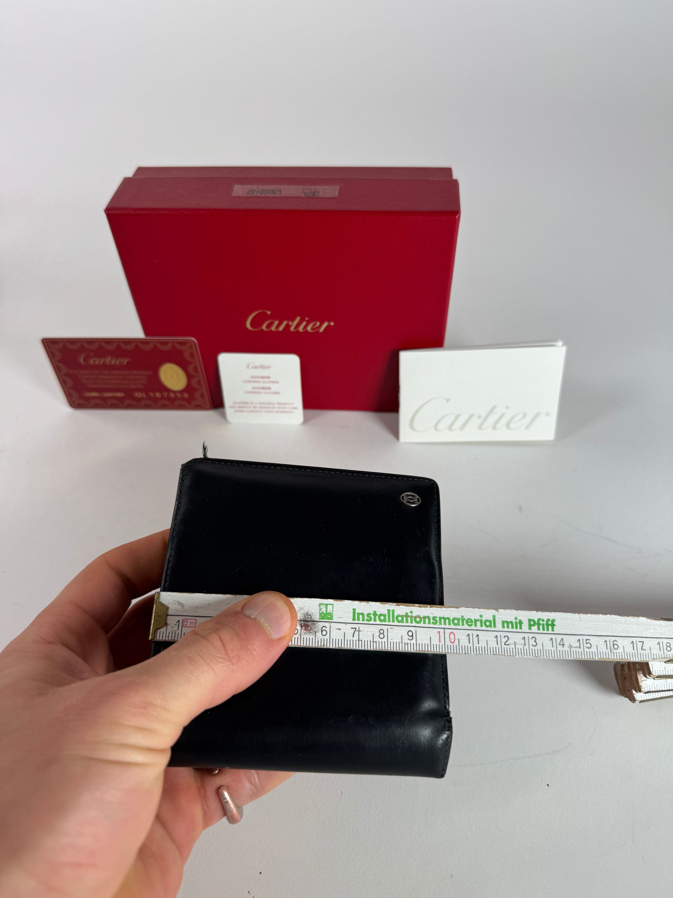 Cartier Vintage Flap Leather Wallet Black Size ONE SIZE - 12 Thumbnail