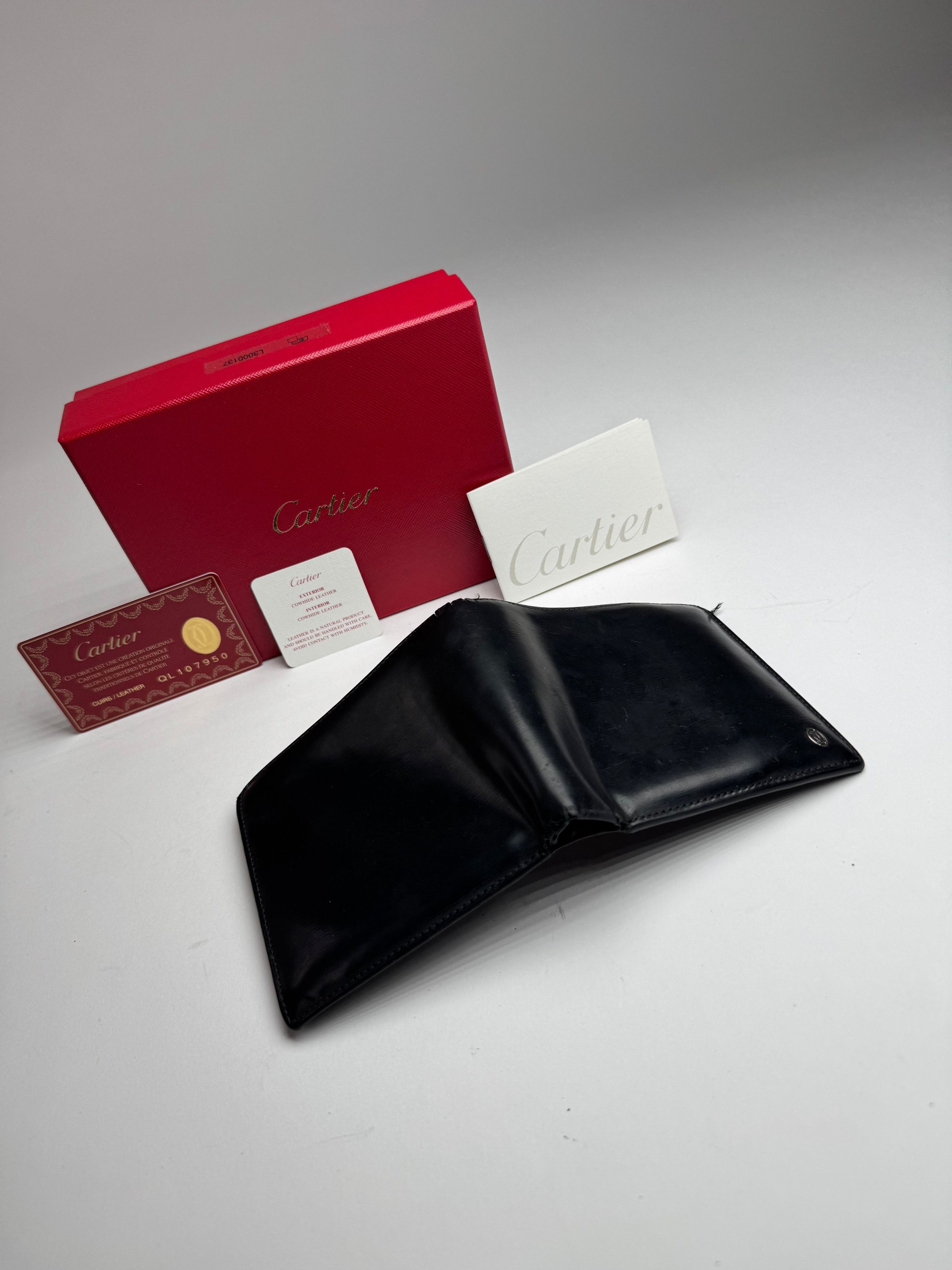 Cartier Vintage Flap Leather Wallet Black Size ONE SIZE - 10 Thumbnail