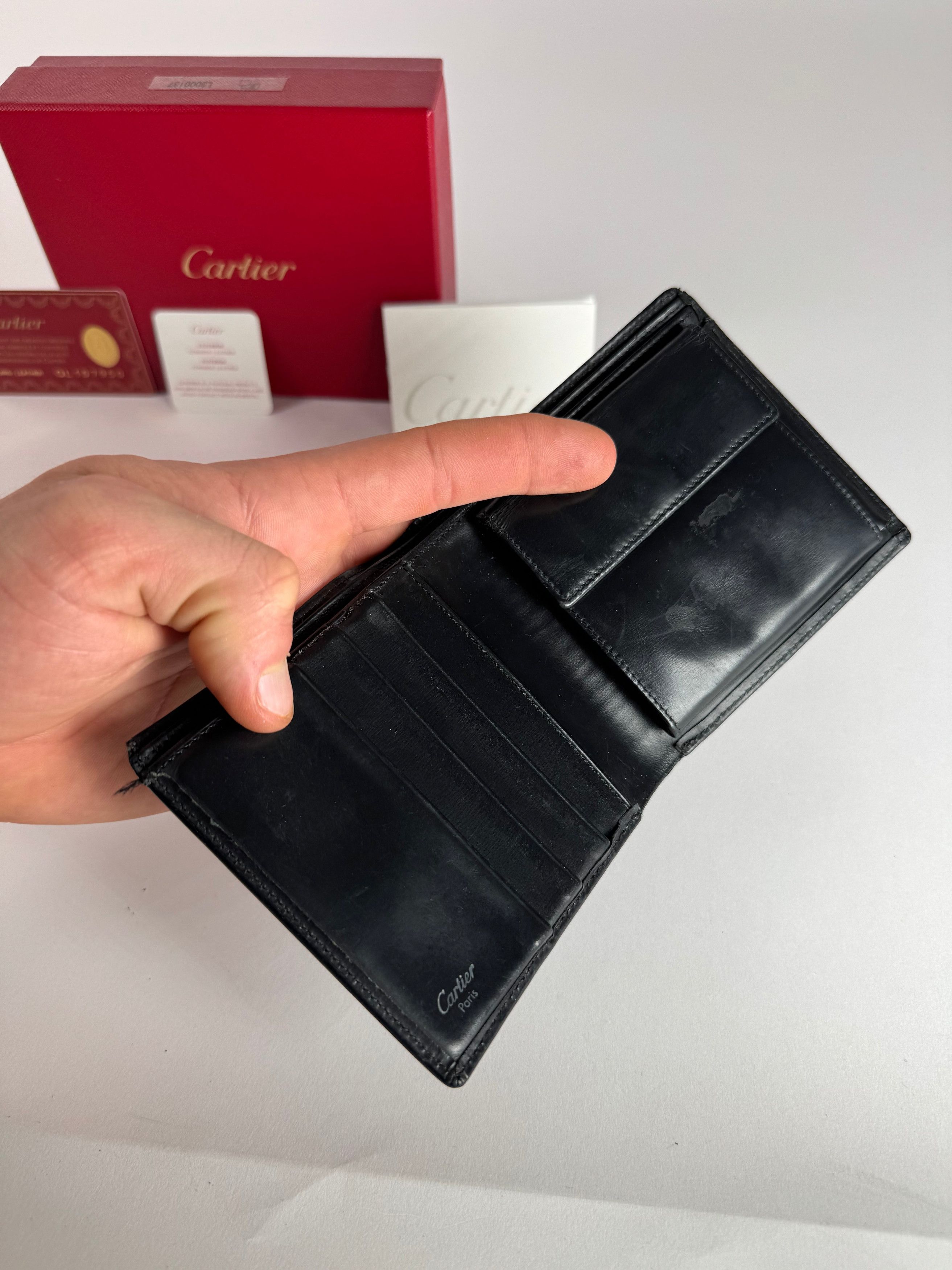 Cartier Vintage Flap Leather Wallet Black Size ONE SIZE - 7 Thumbnail