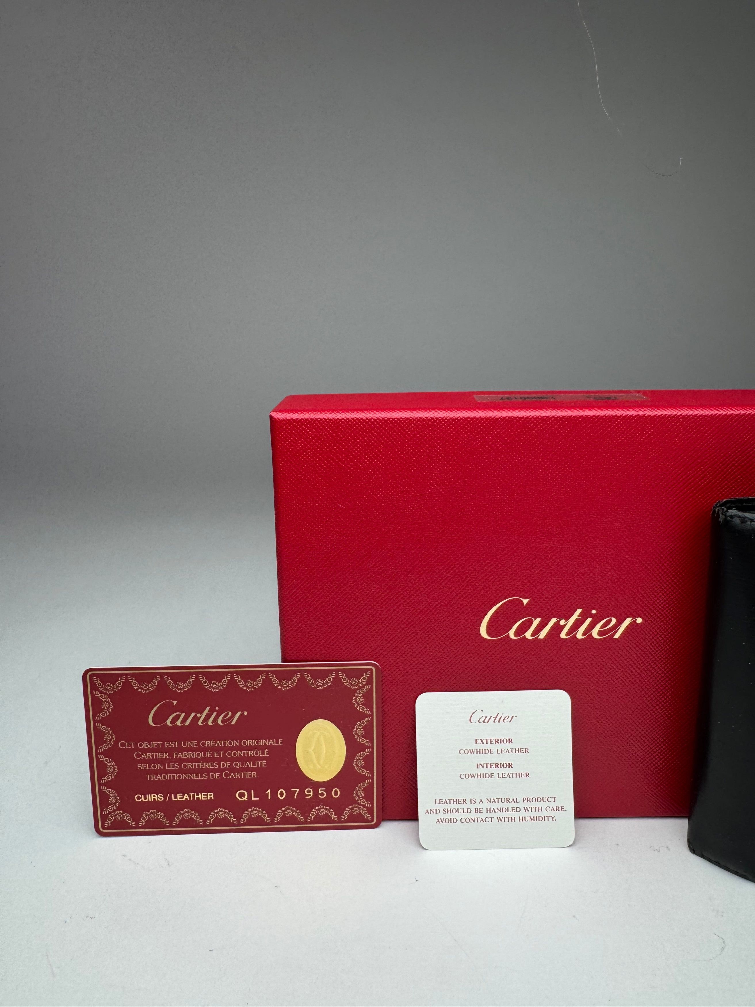 Cartier Vintage Flap Leather Wallet Black Size ONE SIZE - 4 Thumbnail