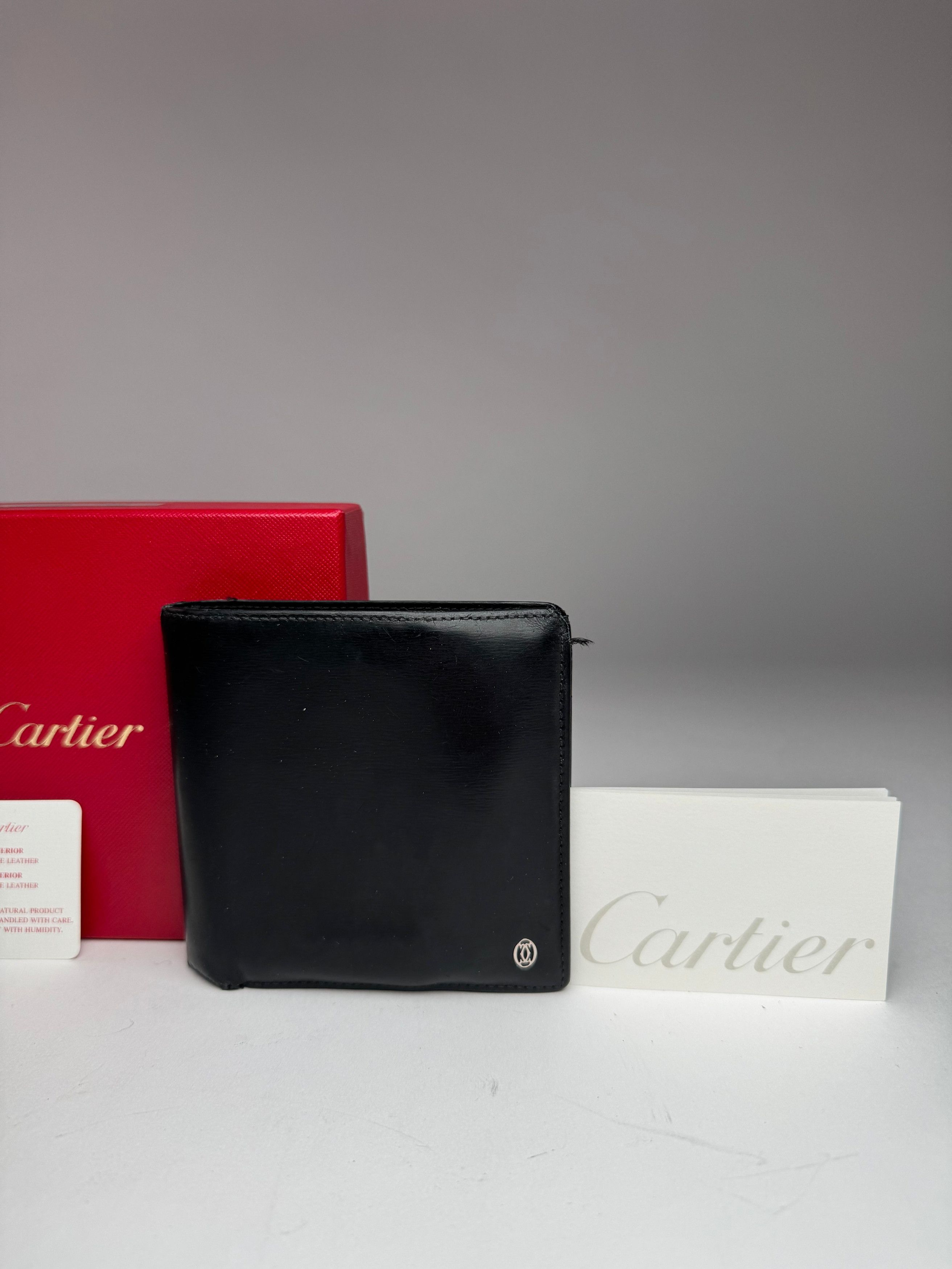 Cartier Vintage Flap Leather Wallet Black Size ONE SIZE - 3 Thumbnail