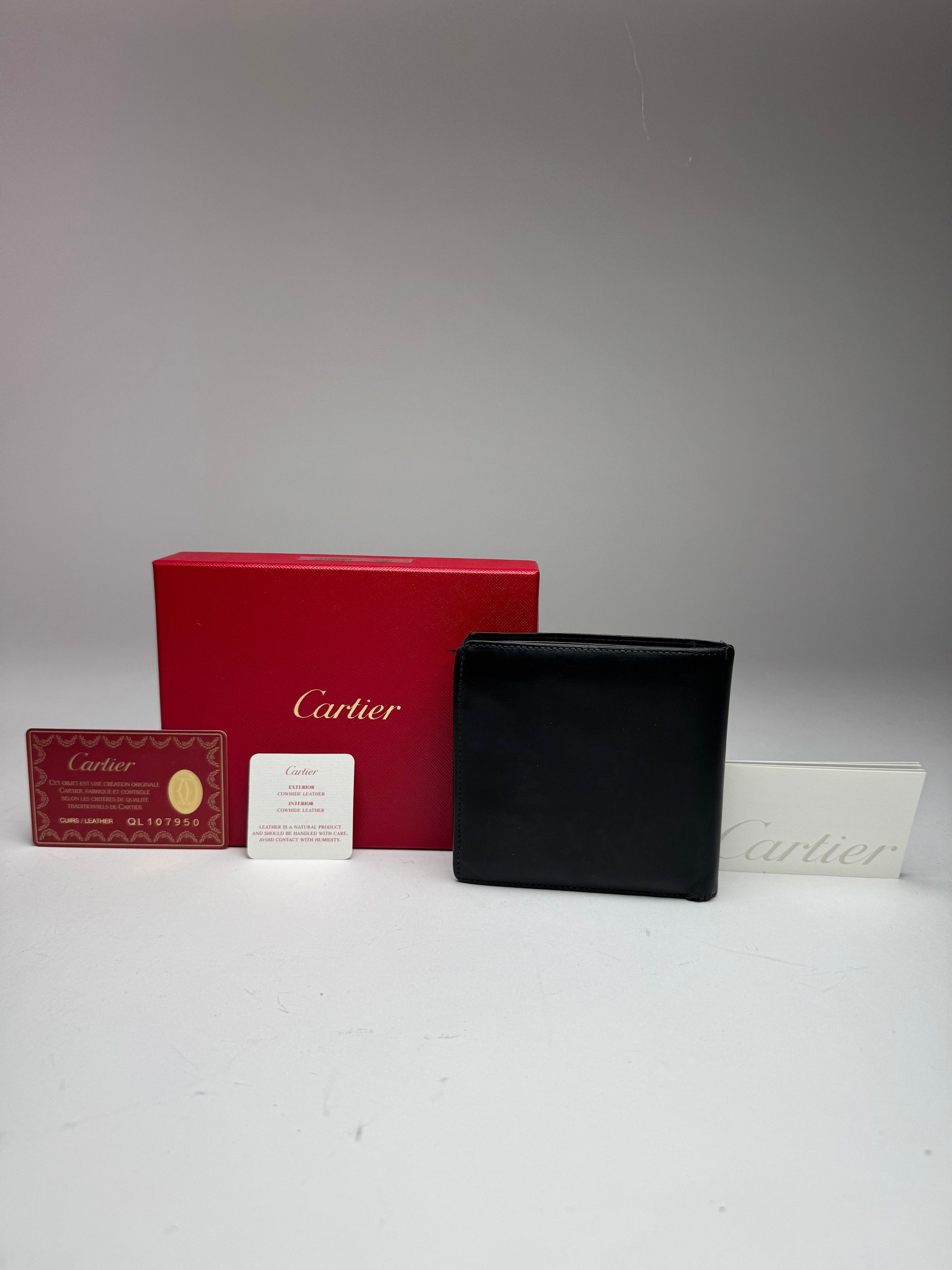 Cartier Vintage Flap Leather Wallet Black Size ONE SIZE - 2 Thumbnail