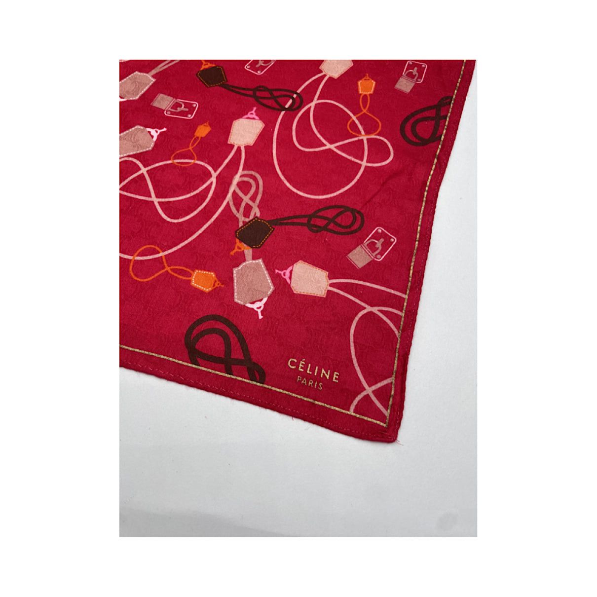 Celine Red Silk Silk Handkerchief Size ONE SIZE - 2 Thumbnail