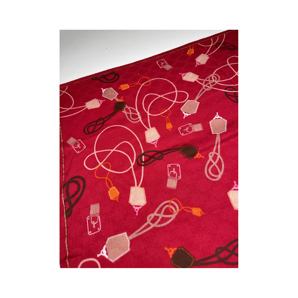 Celine Red Silk Silk Handkerchief Size ONE SIZE - 4 Thumbnail