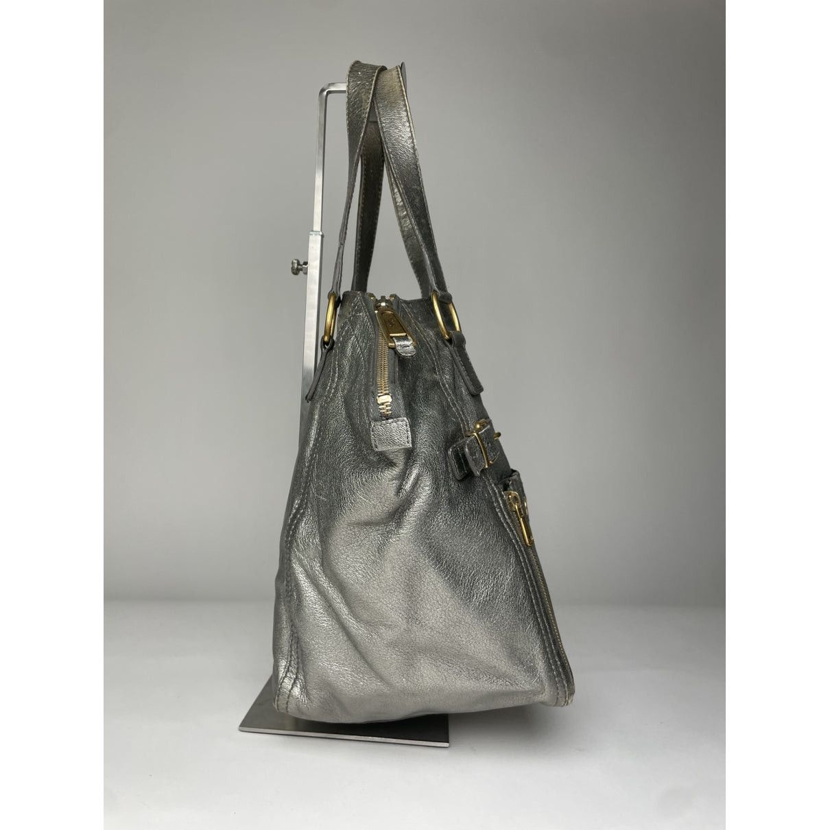 Yves Saint Laurent Silver Leather Handbag Size ONE SIZE - 3 Thumbnail