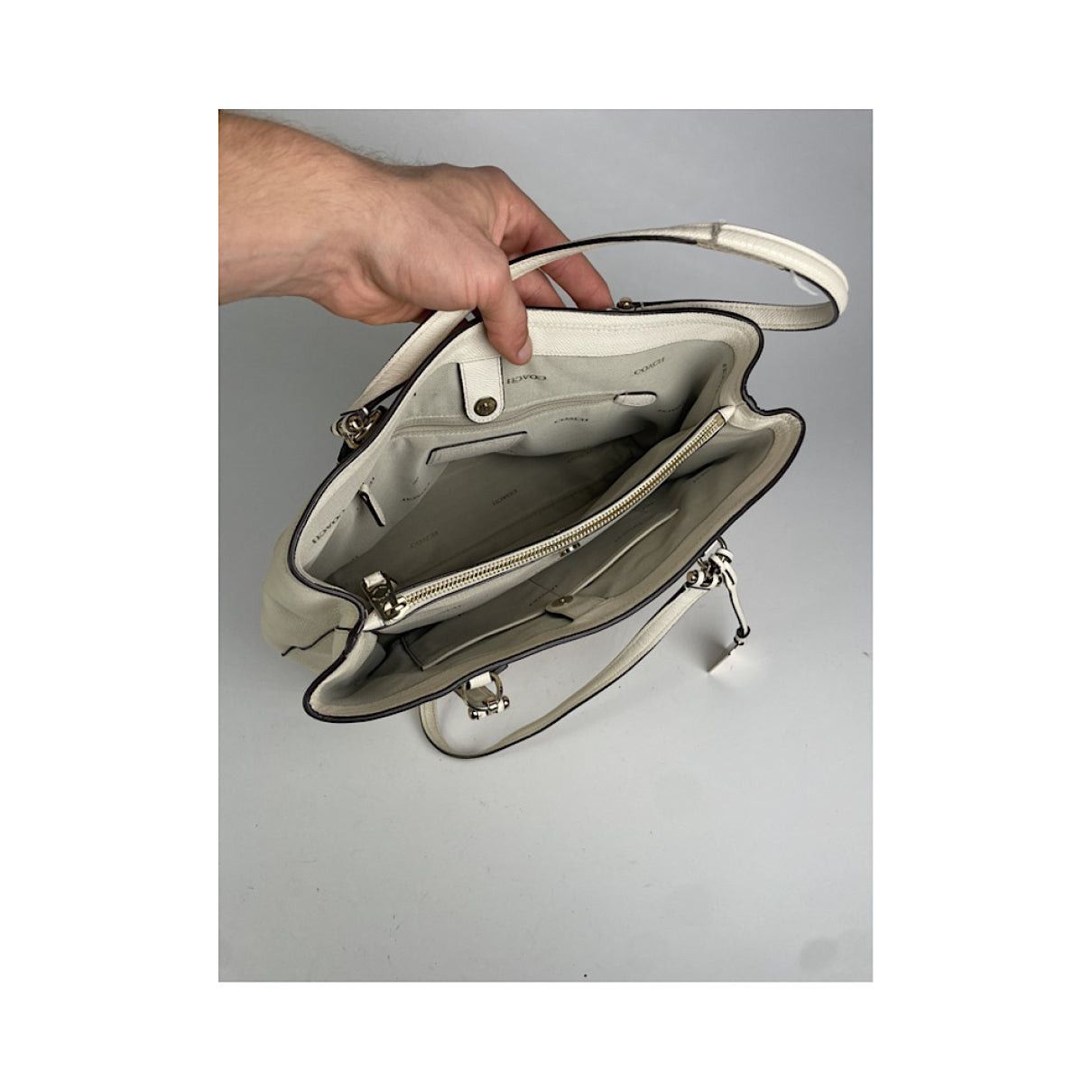 Coach Edie White Leather Handbag Size ONE SIZE - 2 Thumbnail