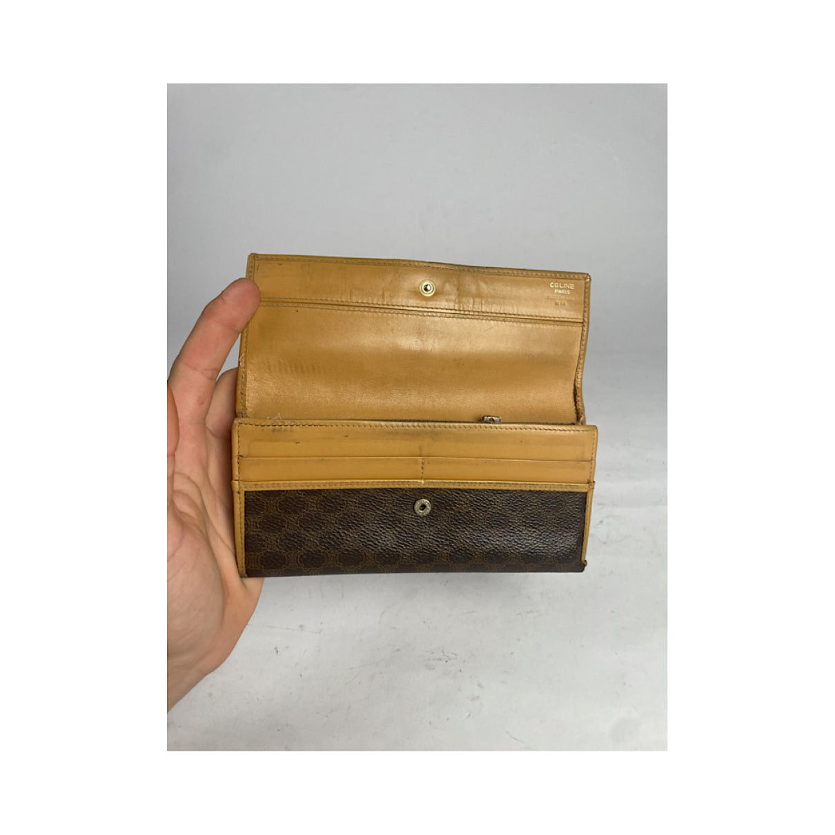 Celine Triomphe Vintage Brown Leather Wallet Size ONE SIZE - 4 Thumbnail