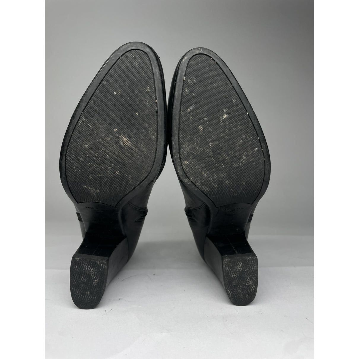 Prada Monolith Black Leather Ankle Boots Size US 8.5 / IT 38.5 - 4 Thumbnail