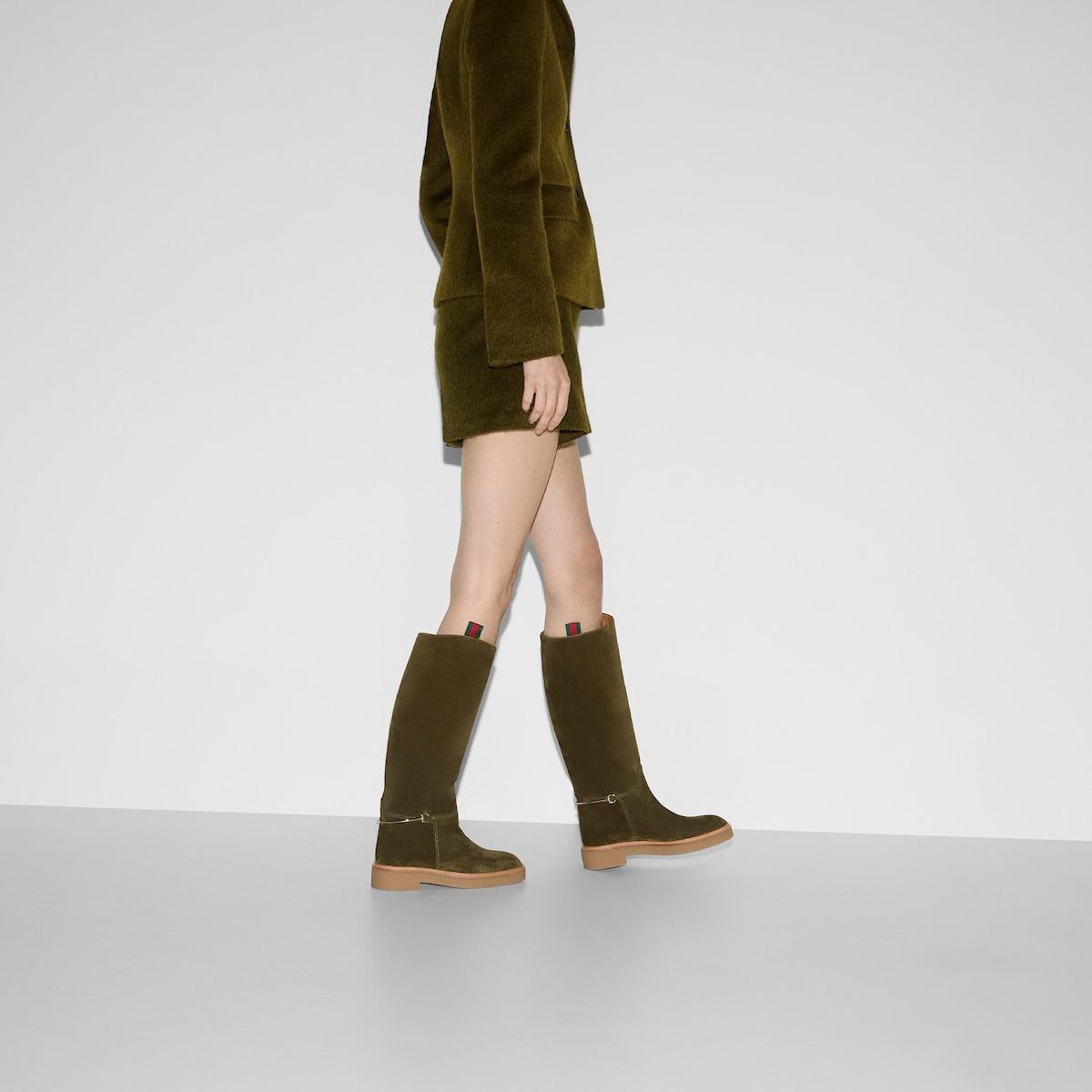 Gucci Slim Horsebit Suede Knee Boots SIZE 38