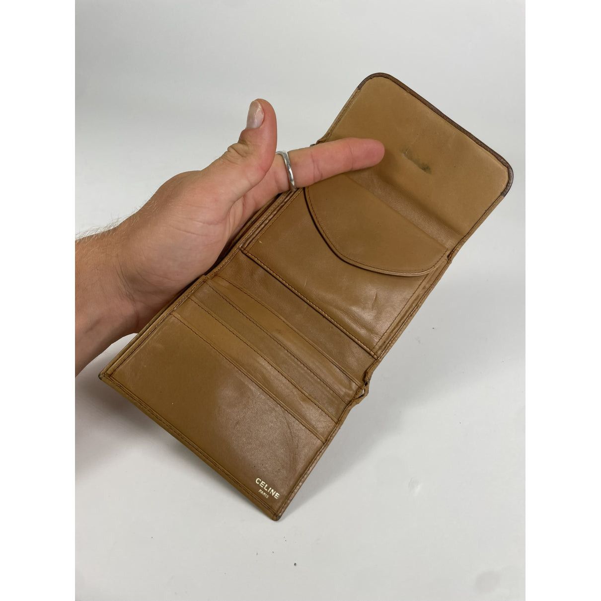 Celine Triomphe Beige Leather Wallet Size ONE SIZE - 4 Thumbnail