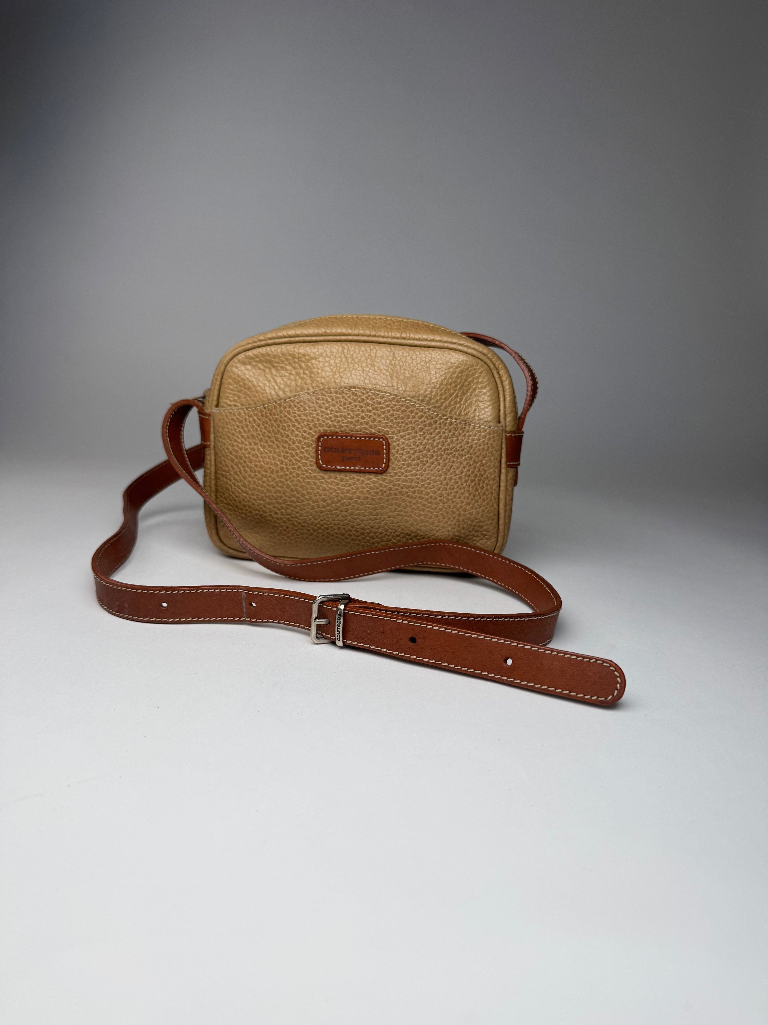 Courreges Vintage Paris Leather Crossbody Bag Beige Brown Size ONE SIZE - 9 Thumbnail