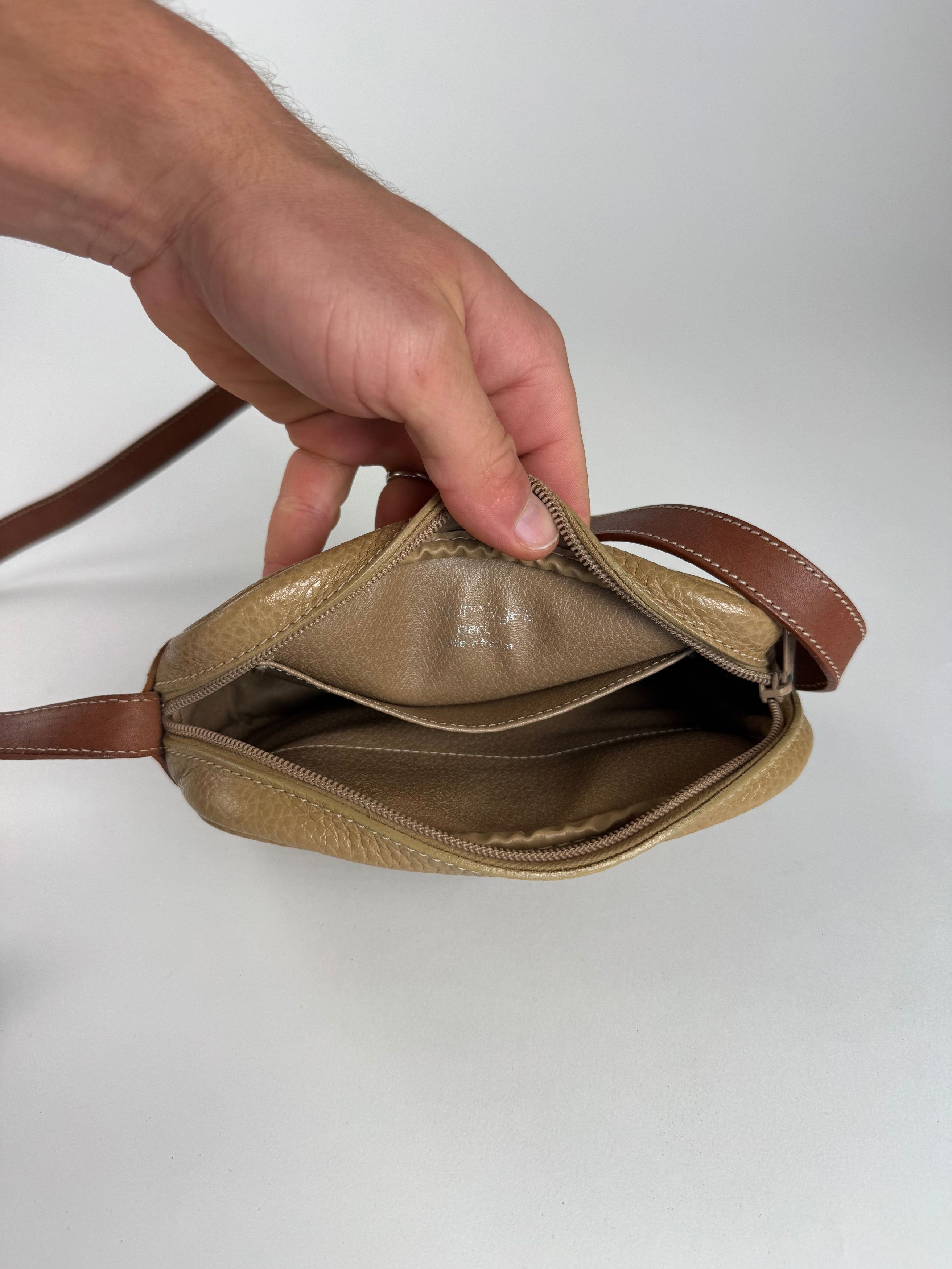 Courreges Vintage Paris Leather Crossbody Bag Beige Brown Size ONE SIZE - 6 Thumbnail