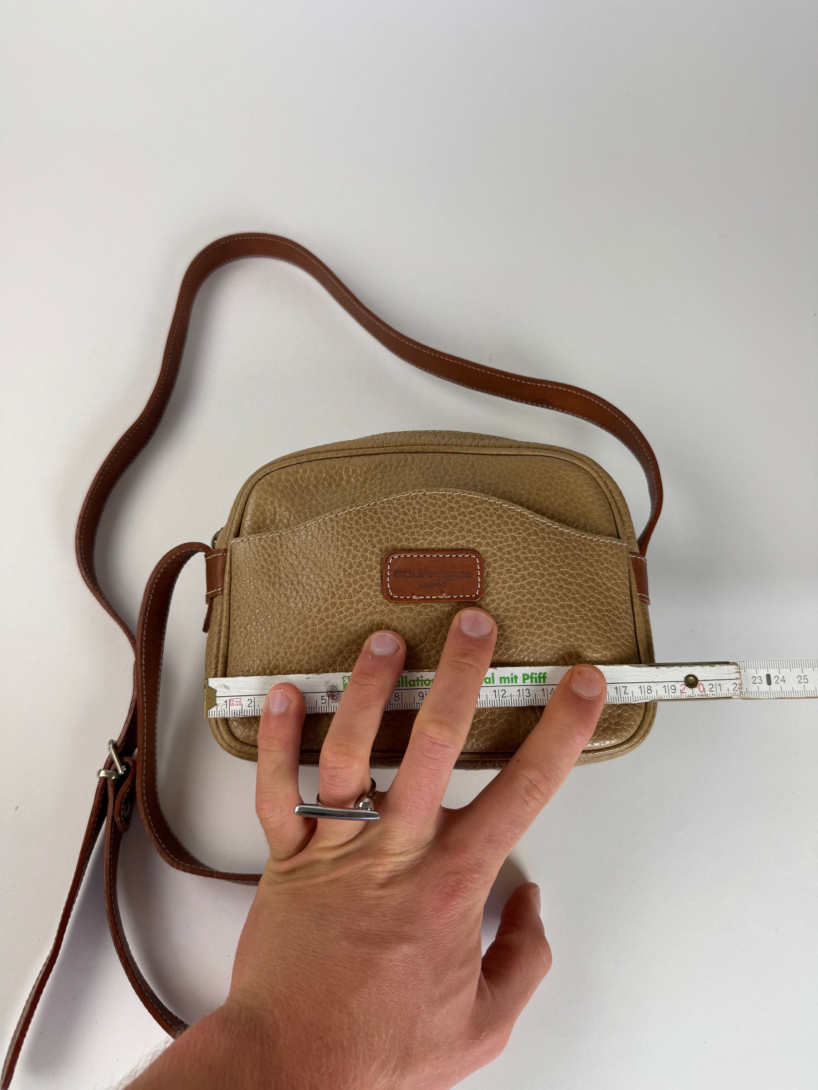 Courreges Vintage Paris Leather Crossbody Bag Beige Brown Size ONE SIZE - 13 Thumbnail