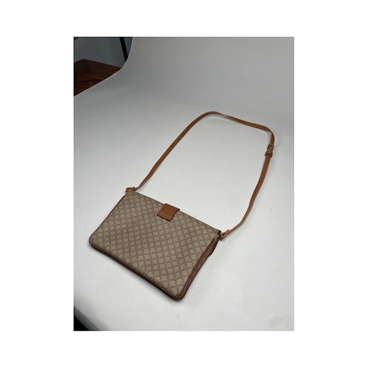 Celine Triomphe Beige Linen Handbag Size ONE SIZE - 4 Thumbnail
