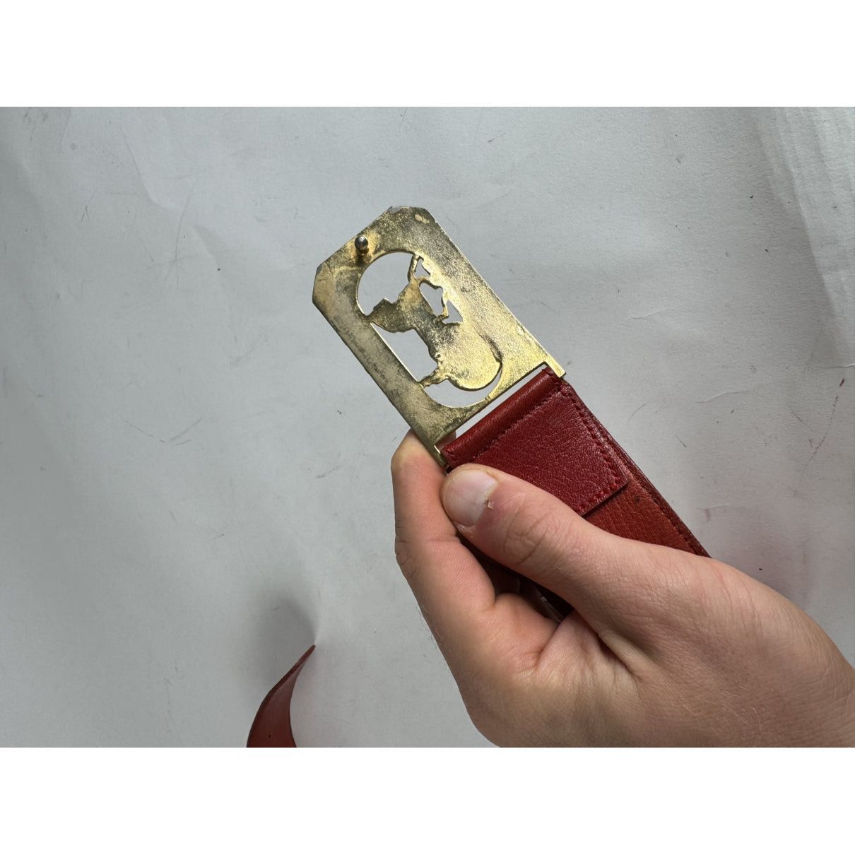 Celine Triomphe Red Leather Belt Size ONE SIZE - 3 Thumbnail