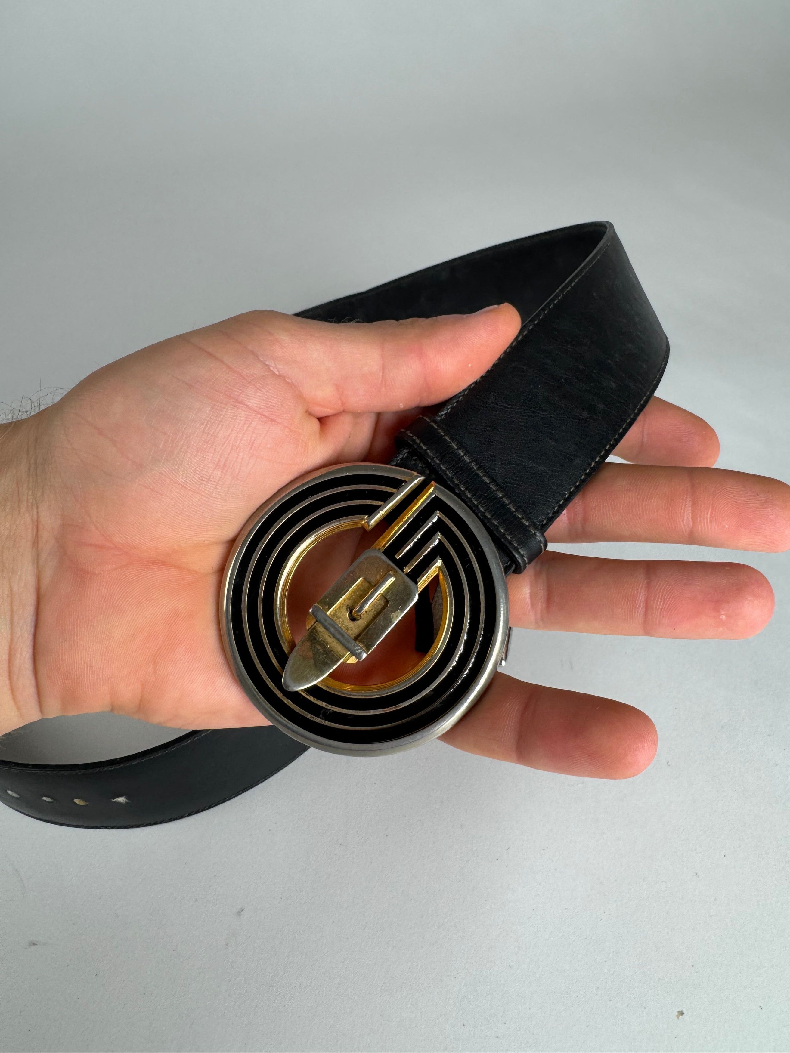 Gucci Vintage Leather Belt Black Size ONE SIZE - 2 Thumbnail