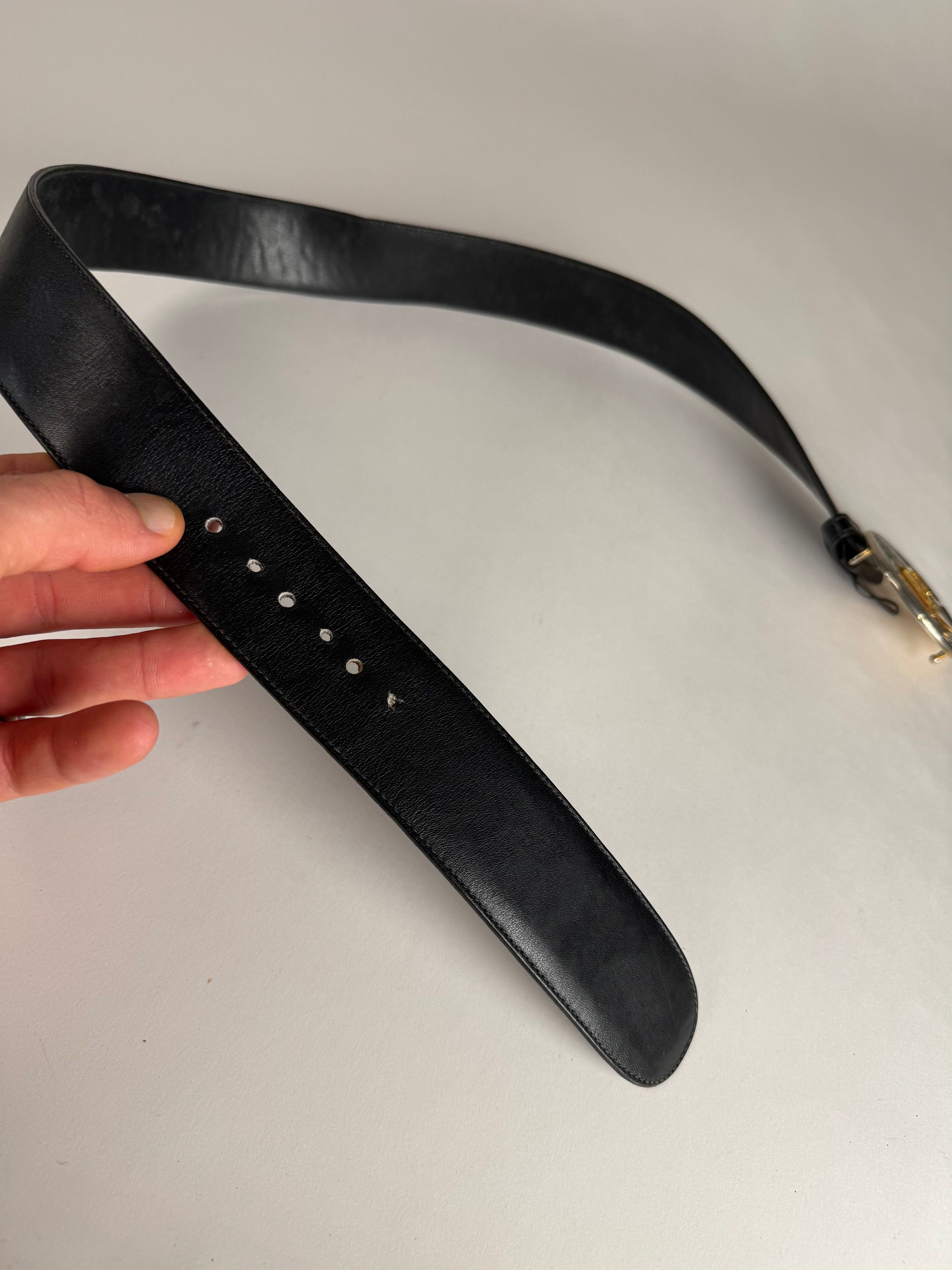Gucci Vintage Leather Belt Black Size ONE SIZE - 6 Thumbnail