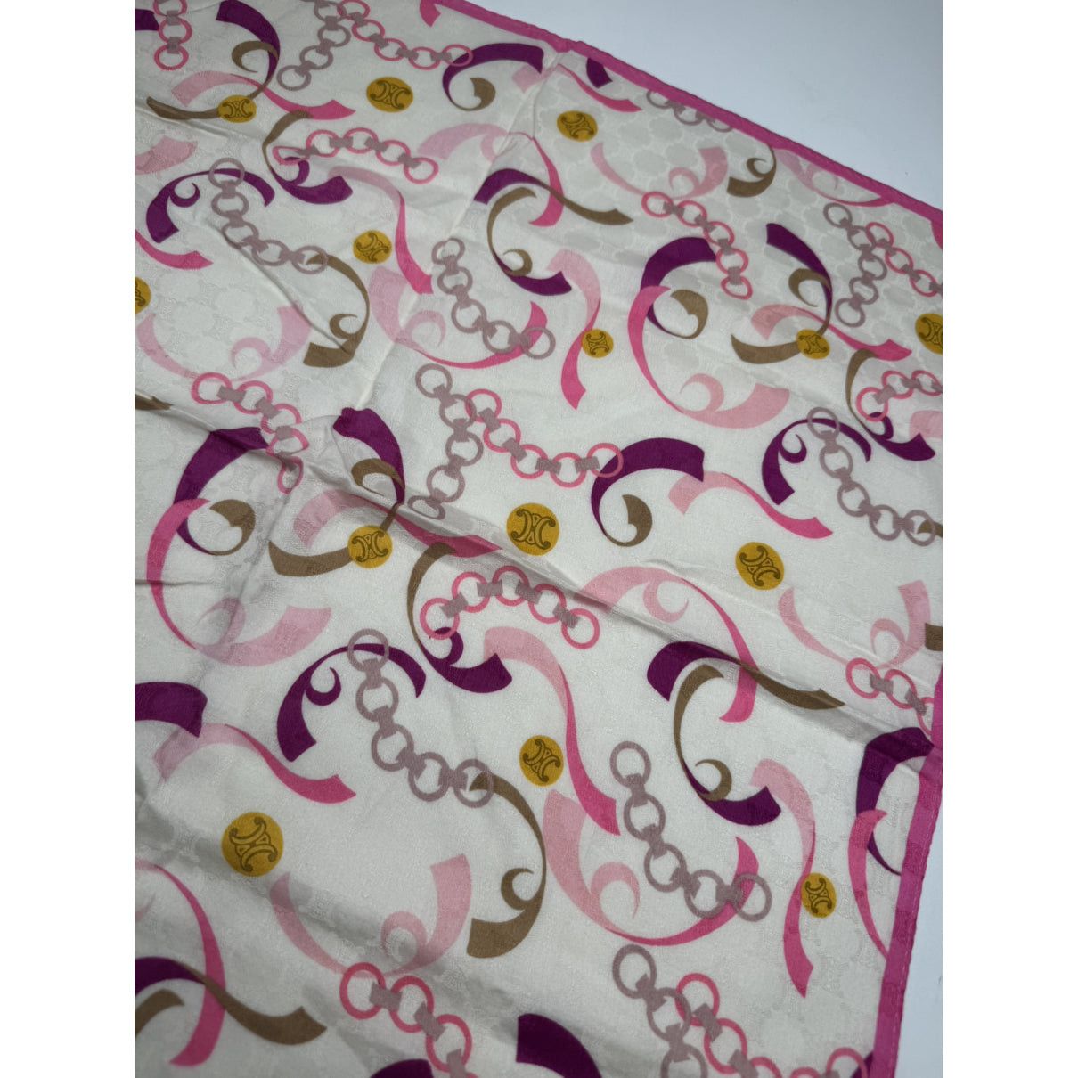 Celine Pink Silk Scarf Size ONE SIZE - 2 Thumbnail