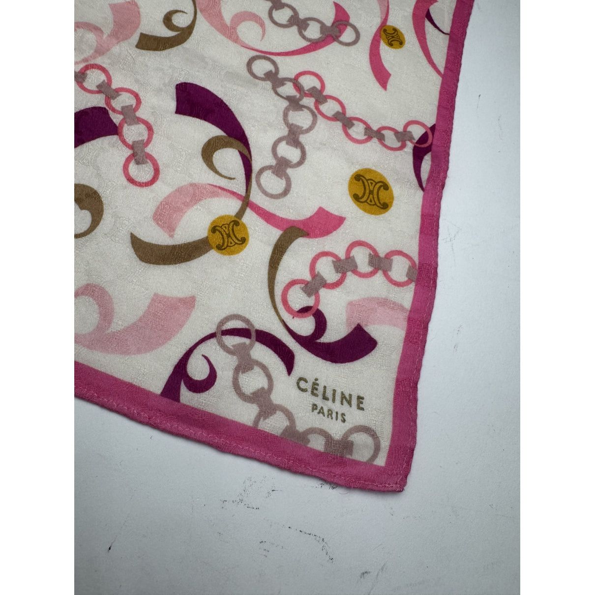 Celine Pink Silk Scarf Size ONE SIZE - 5 Thumbnail