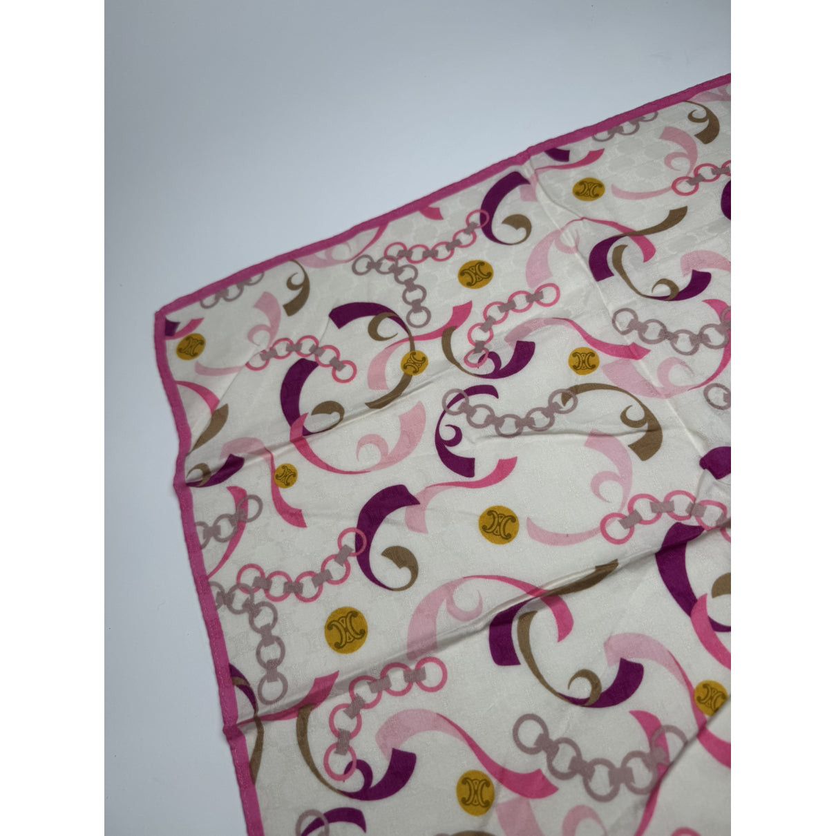 Celine Pink Silk Scarf Size ONE SIZE - 3 Thumbnail