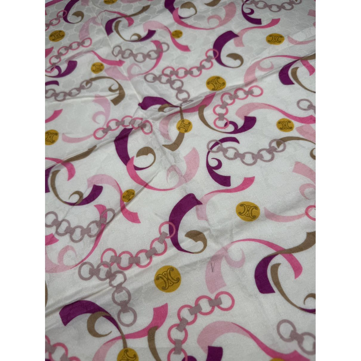 Celine Pink Silk Scarf Size ONE SIZE - 4 Thumbnail
