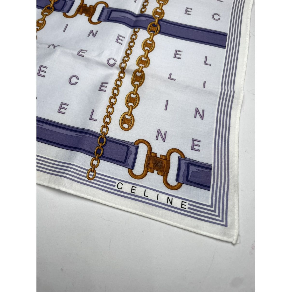 Celine Blue Silk Scarf Size ONE SIZE - 2 Thumbnail