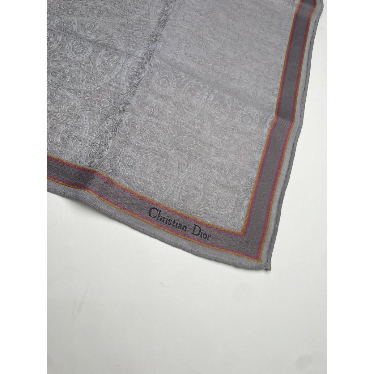 Dior Grey Silk Scarf Size ONE SIZE - 2 Thumbnail