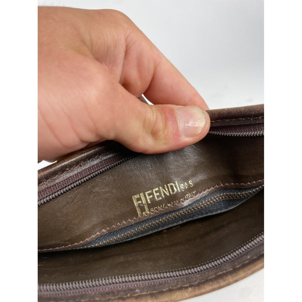 Fendi Baguette Brown Cotton Clutch Bag Size ONE SIZE - 4 Thumbnail