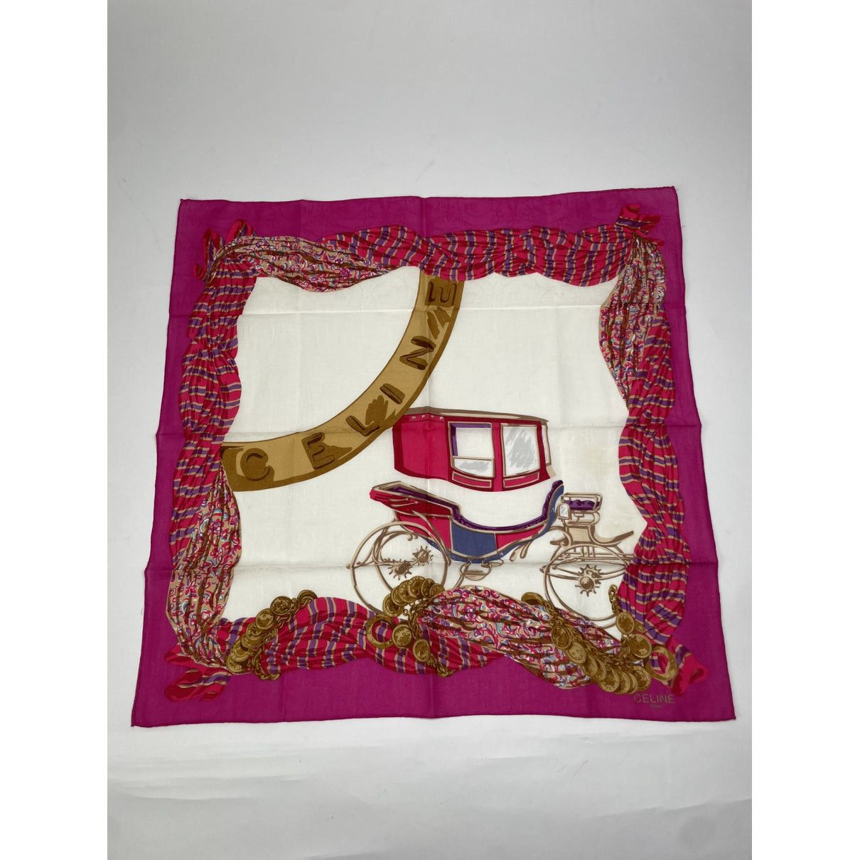 Celine Pink Silk Scarf Size ONE SIZE - 5 Thumbnail