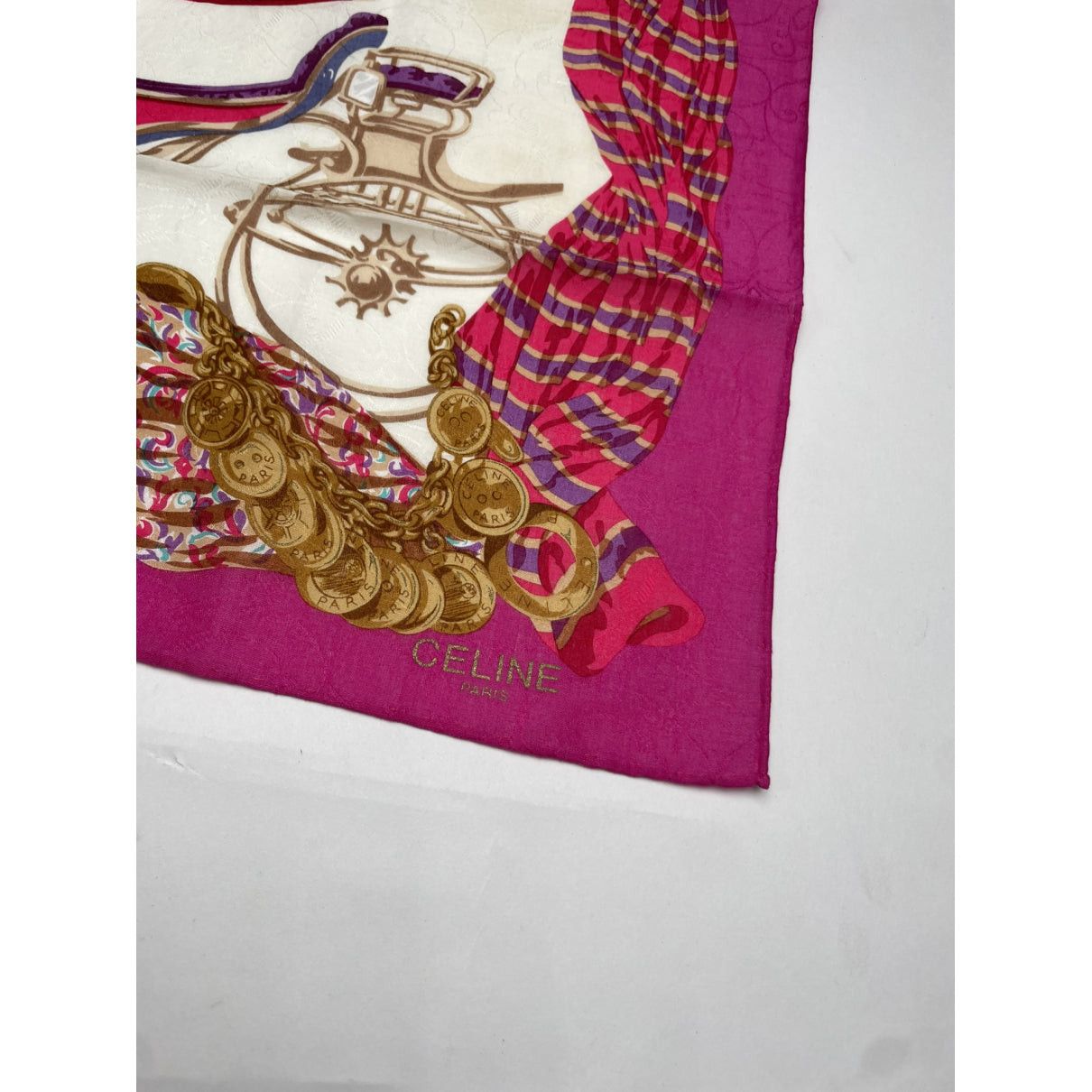 Celine Pink Silk Scarf Size ONE SIZE - 2 Thumbnail