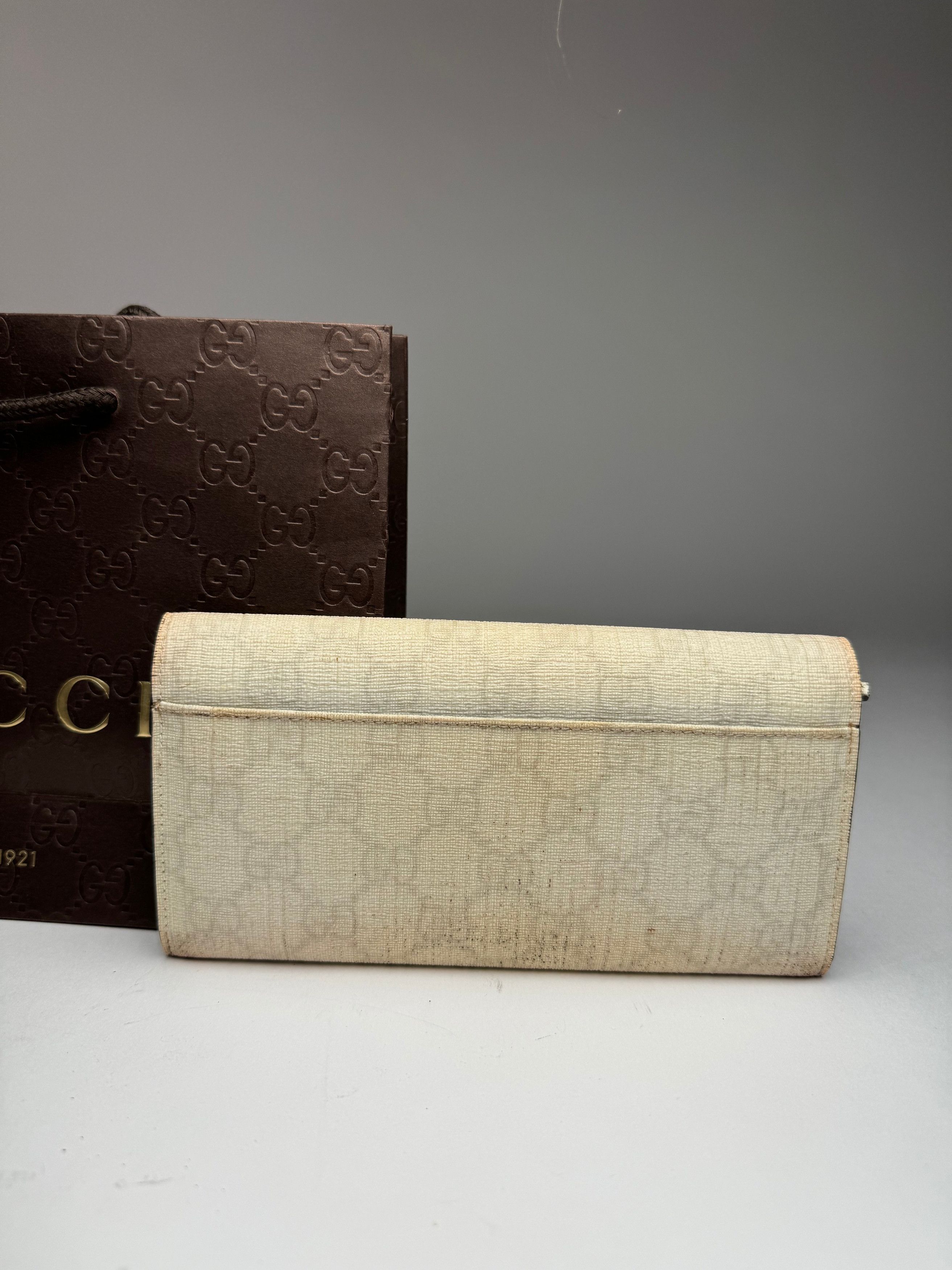 Gucci Vintage Monogram Leather Wallet White Size ONE SIZE - 9 Thumbnail