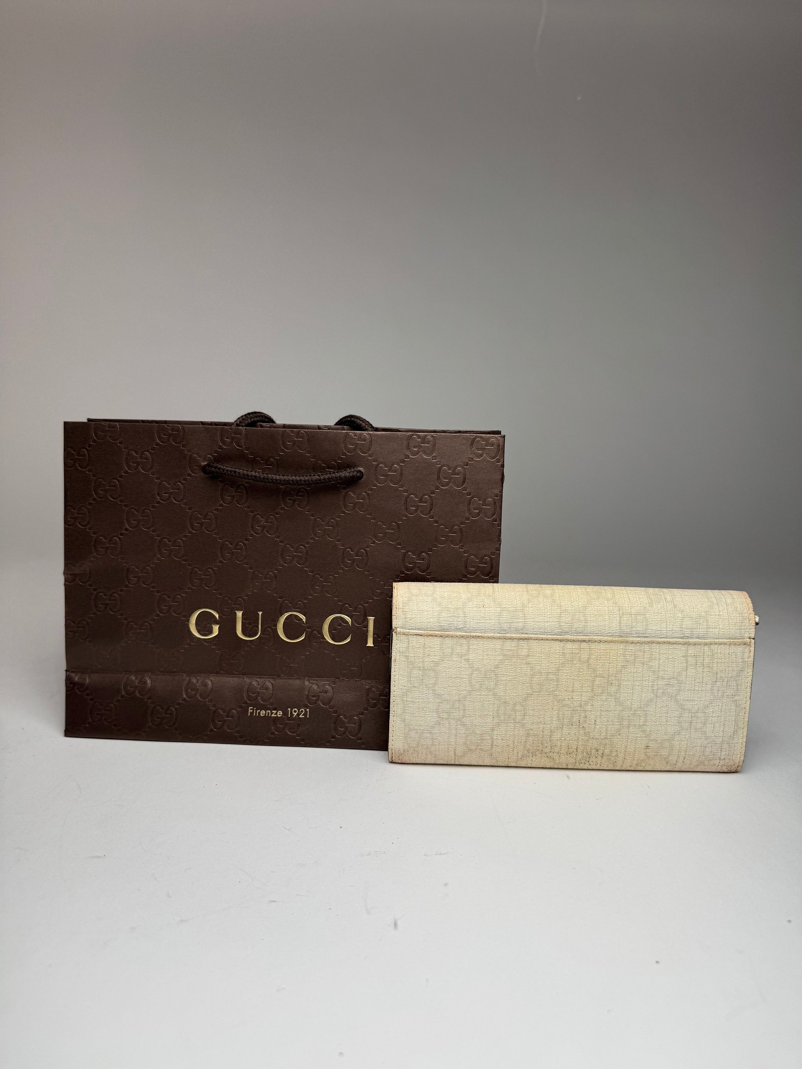 Gucci Vintage Monogram Leather Wallet White Size ONE SIZE - 2 Thumbnail