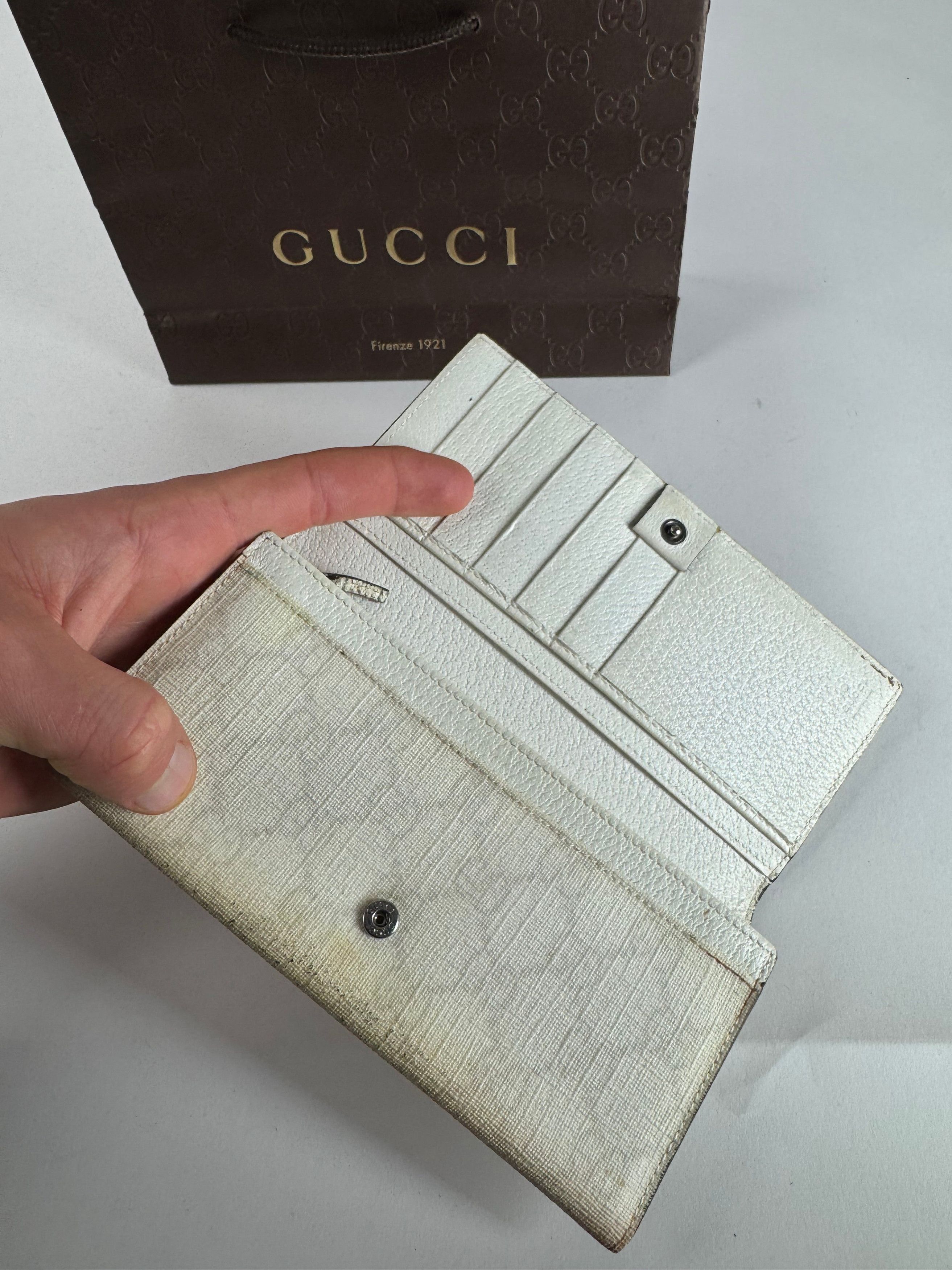 Gucci Vintage Monogram Leather Wallet White Size ONE SIZE - 4 Thumbnail