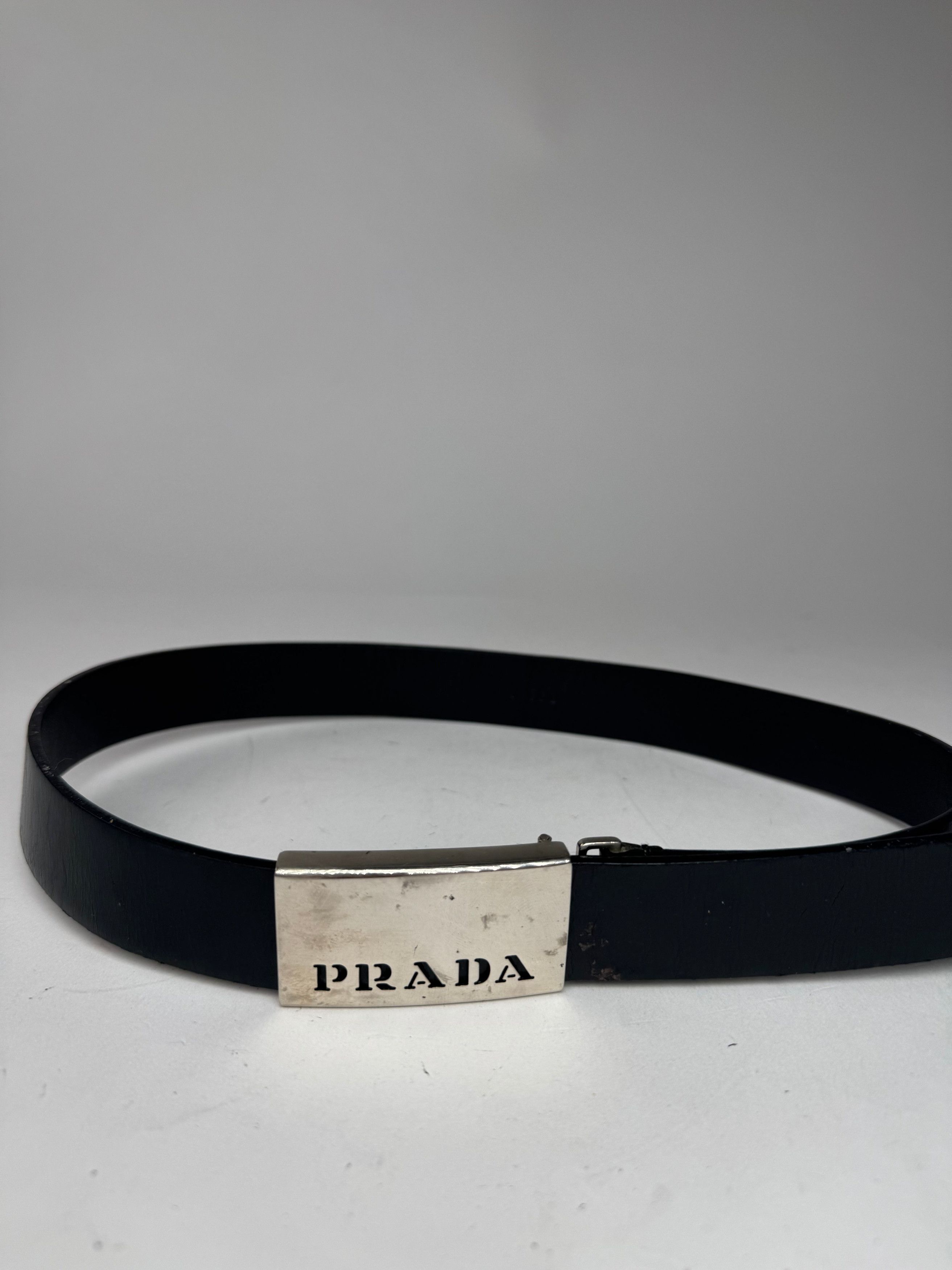 Prada Vintage Leather Belt Black Size ONE SIZE - 4 Thumbnail