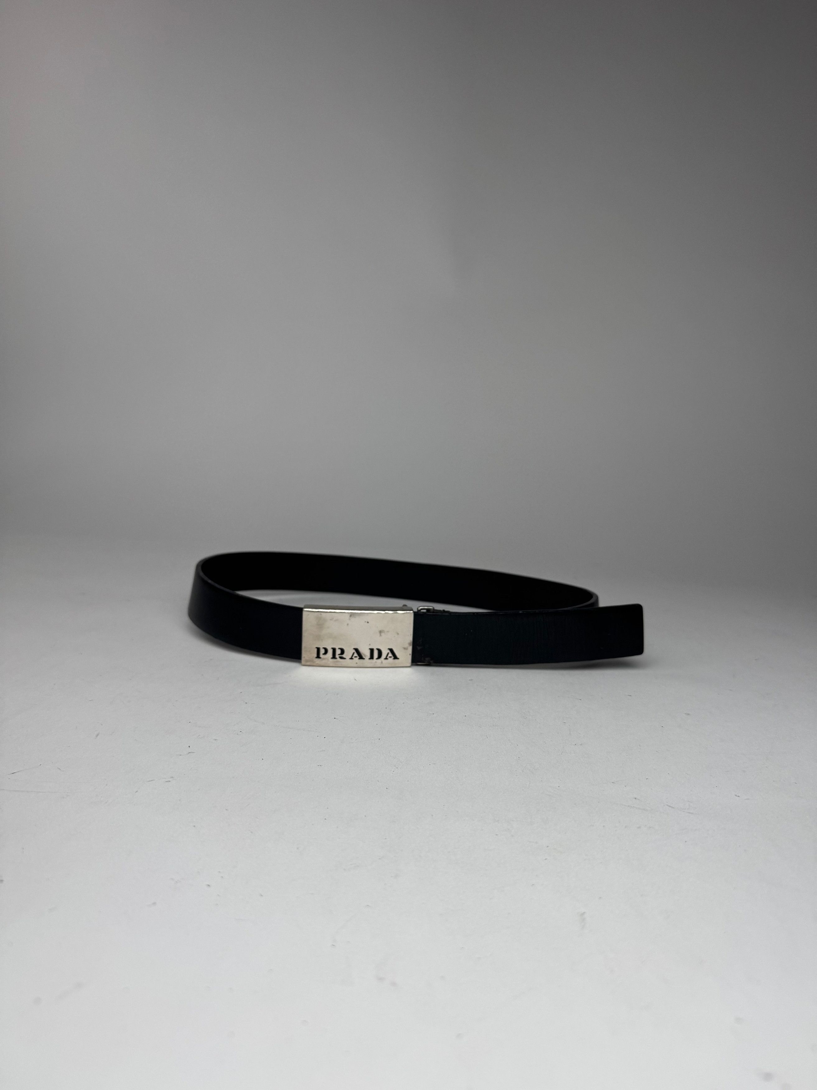 Prada Vintage Leather Belt Black Size ONE SIZE - 3 Thumbnail