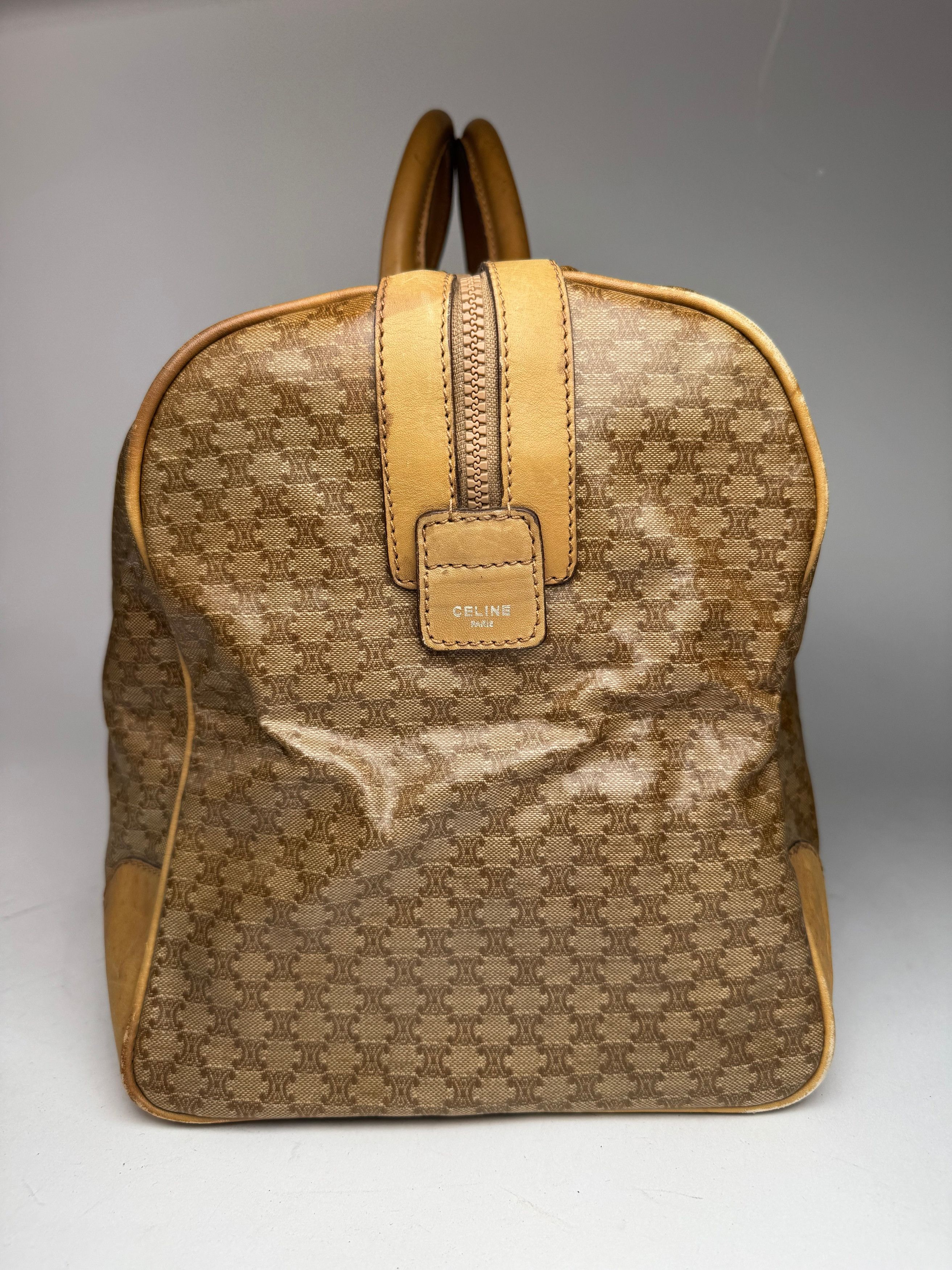 Celine Vintage Paris Triomphe Leather Monogram Duffel Bag bag gold Size ONE SIZE - 6 Thumbnail