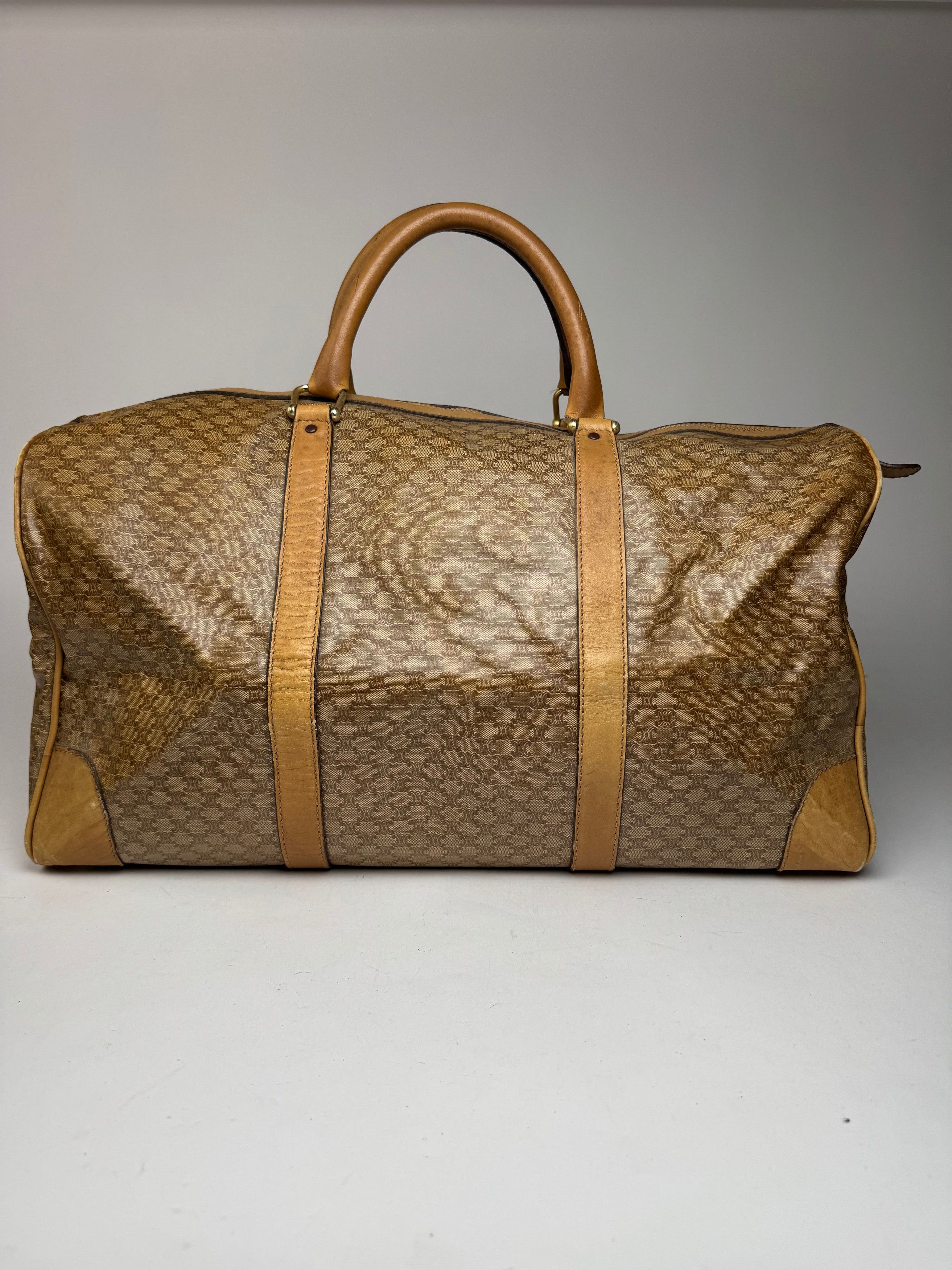 Celine Vintage Paris Triomphe Leather Monogram Duffel Bag bag gold Size ONE SIZE - 2 Thumbnail
