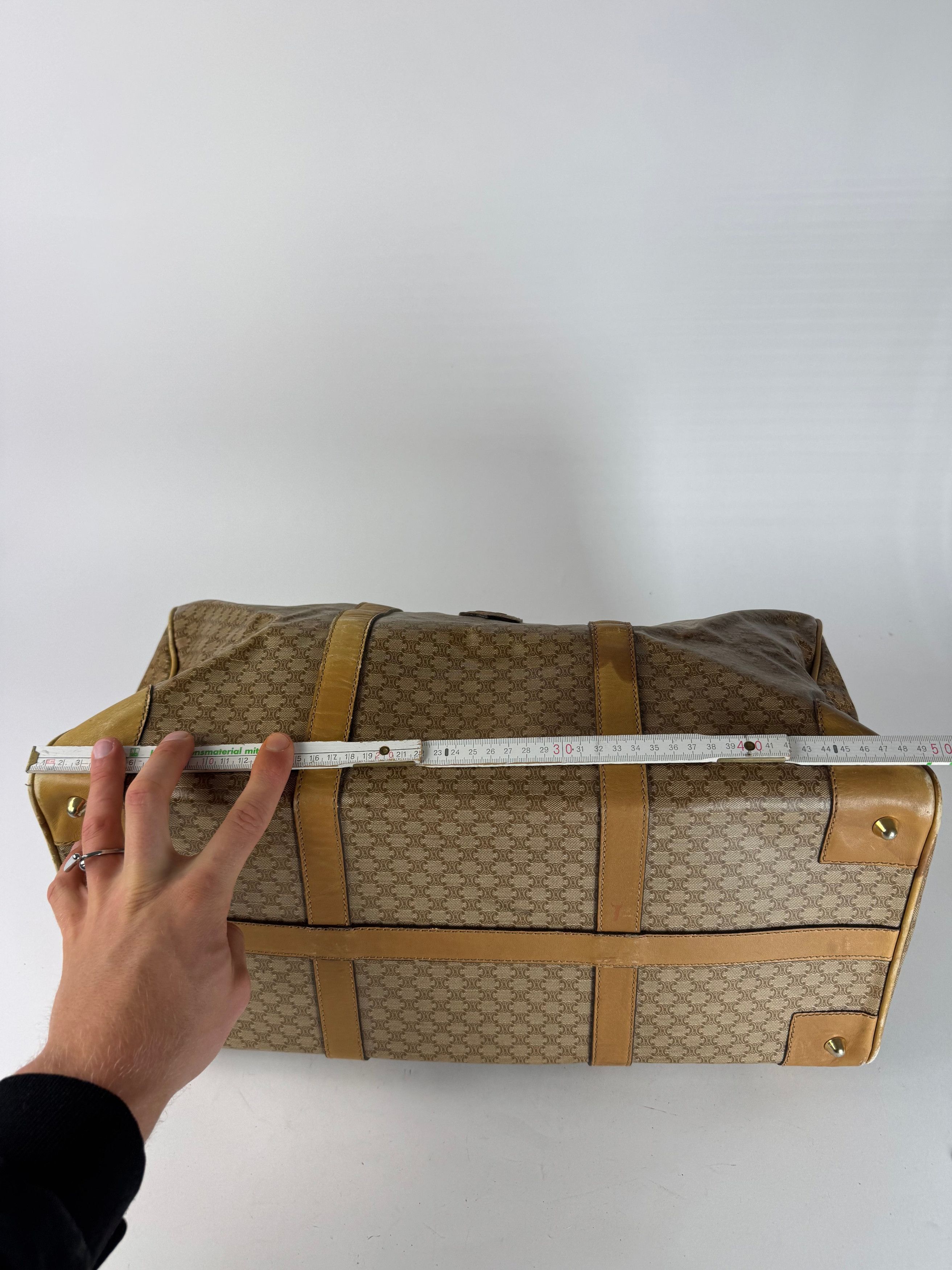 Celine Vintage Paris Triomphe Leather Monogram Duffel Bag bag gold Size ONE SIZE - 12 Thumbnail