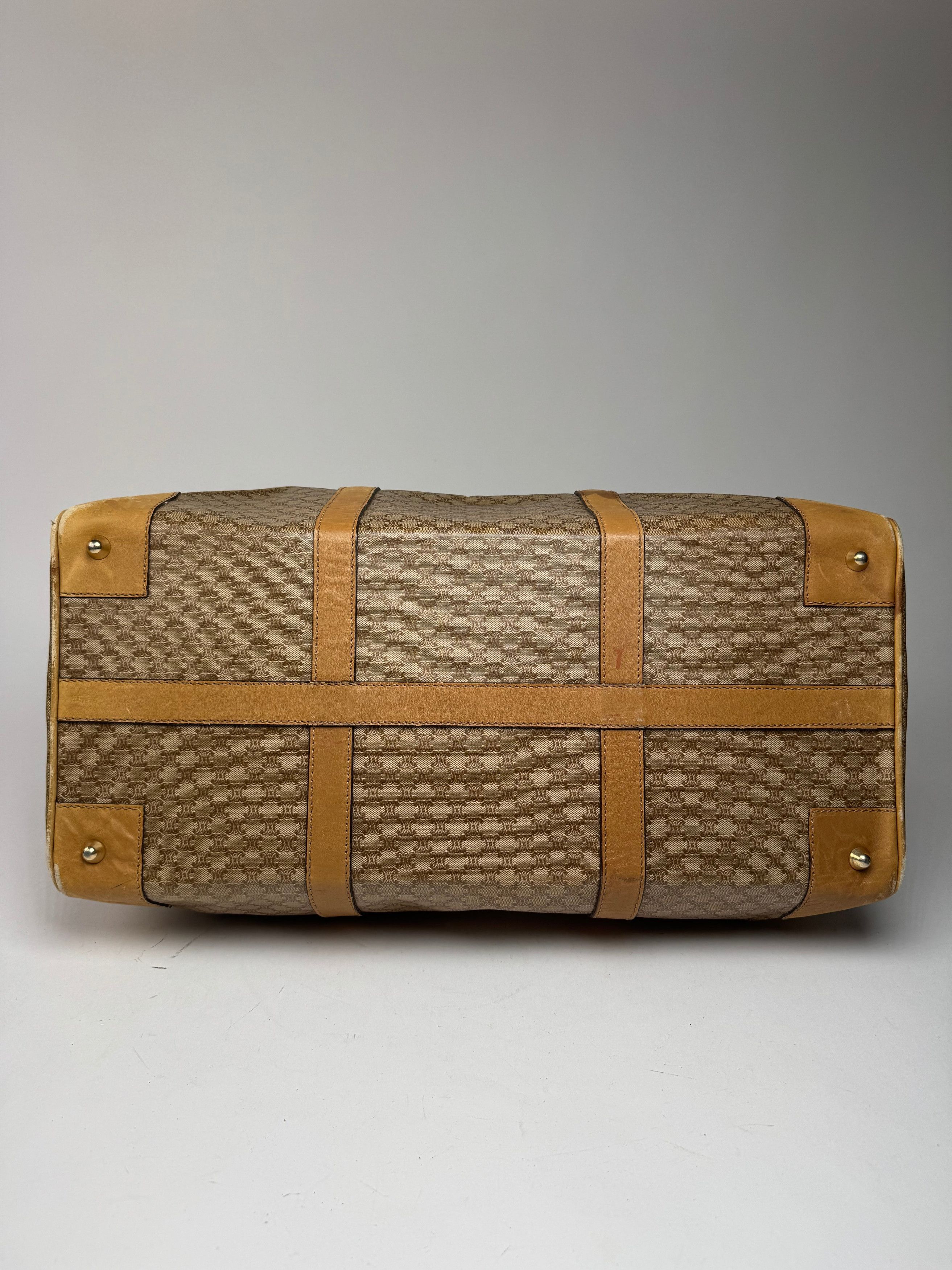 Celine Vintage Paris Triomphe Leather Monogram Duffel Bag bag gold Size ONE SIZE - 7 Thumbnail