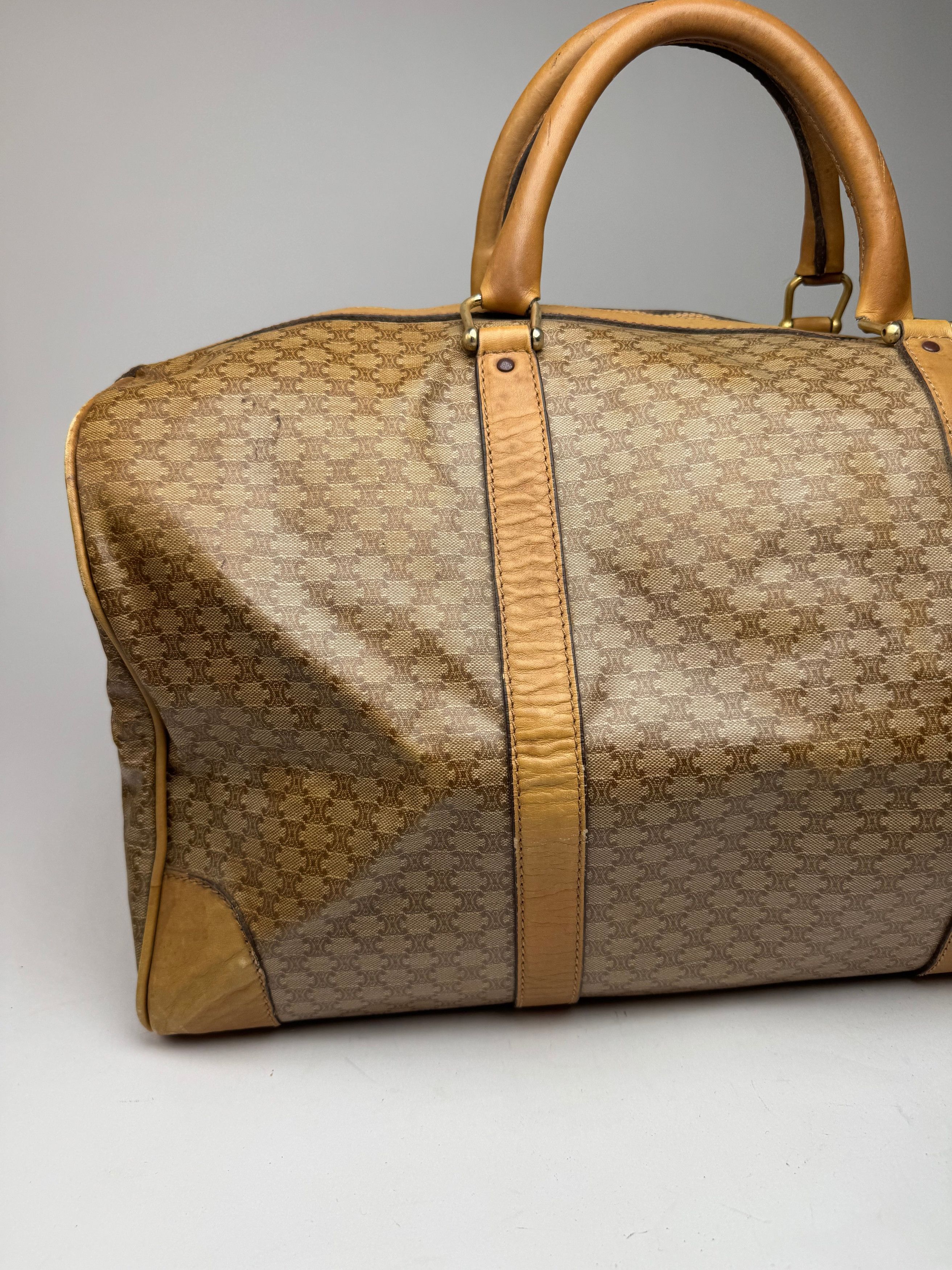Celine Vintage Paris Triomphe Leather Monogram Duffel Bag bag gold Size ONE SIZE - 11 Thumbnail