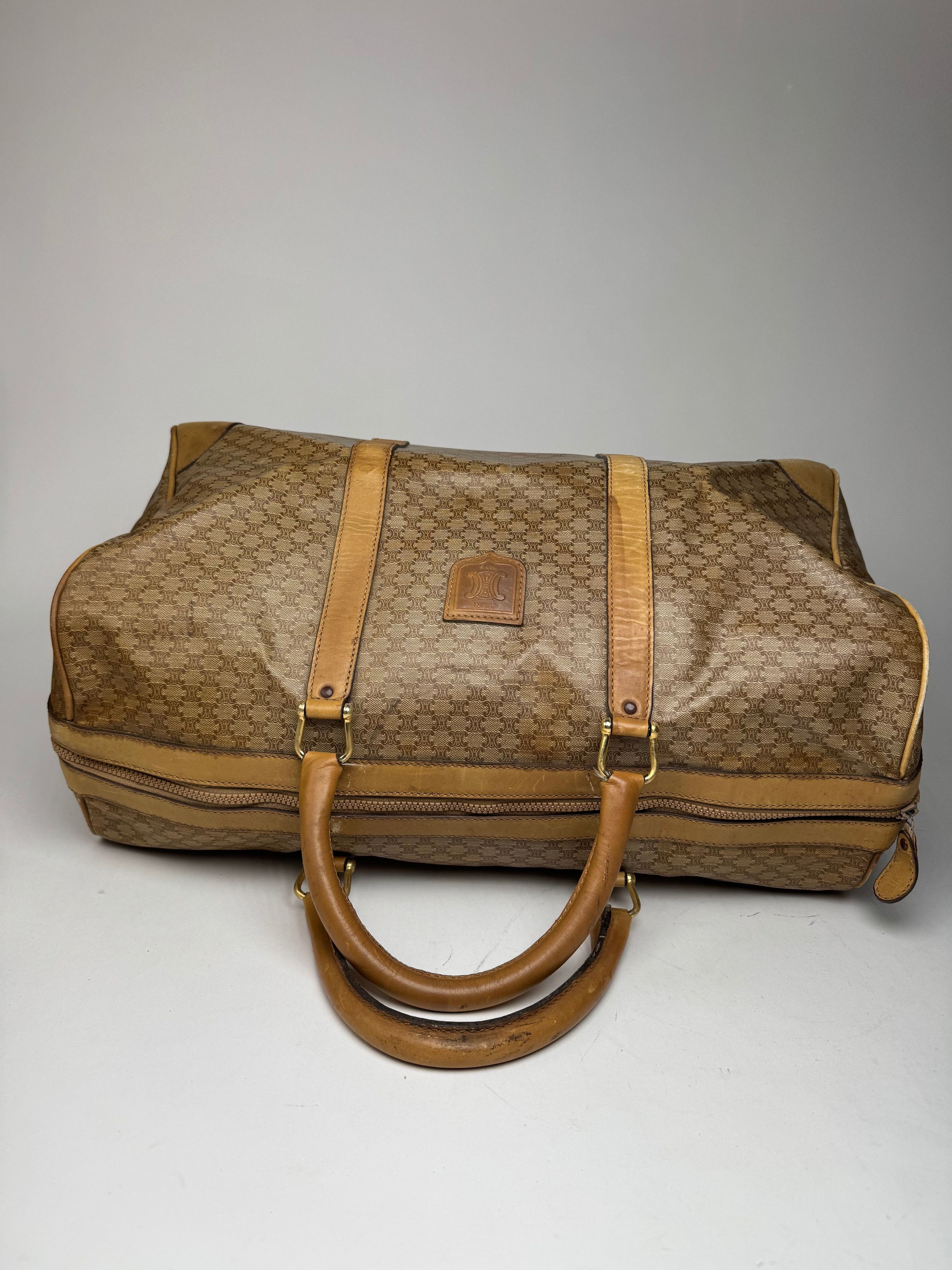 Celine Vintage Paris Triomphe Leather Monogram Duffel Bag bag gold Size ONE SIZE - 5 Thumbnail
