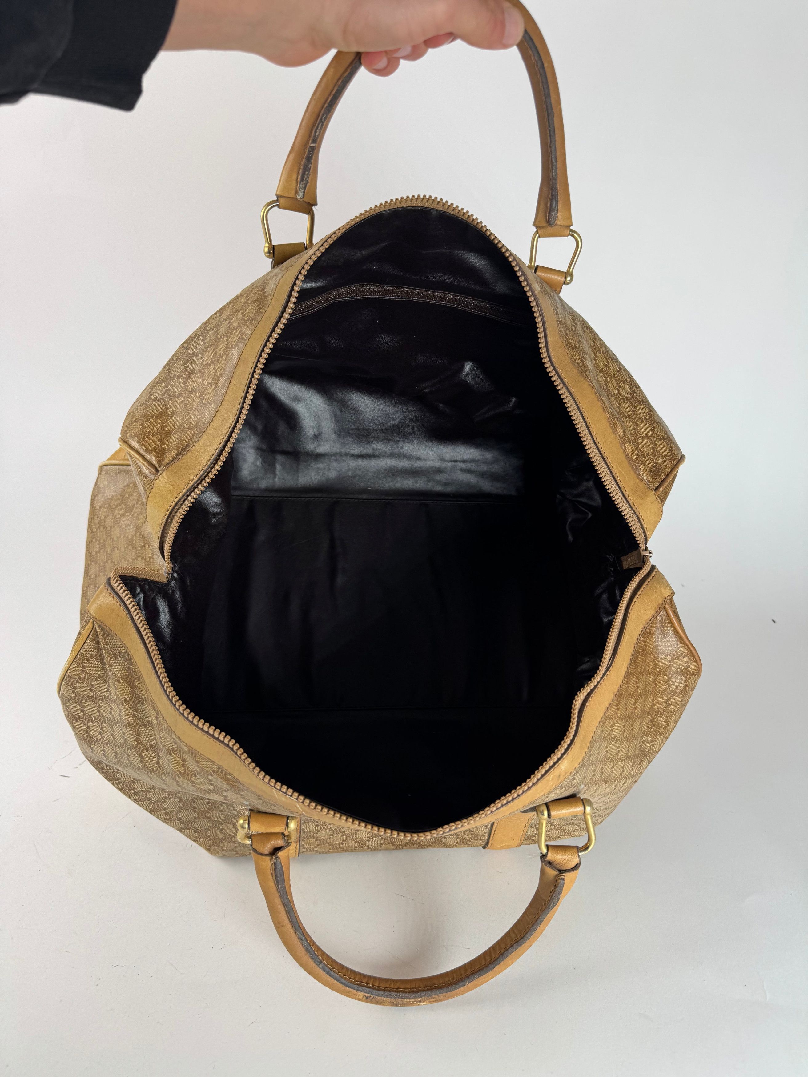 Celine Vintage Paris Triomphe Leather Monogram Duffel Bag bag gold Size ONE SIZE - 9 Thumbnail