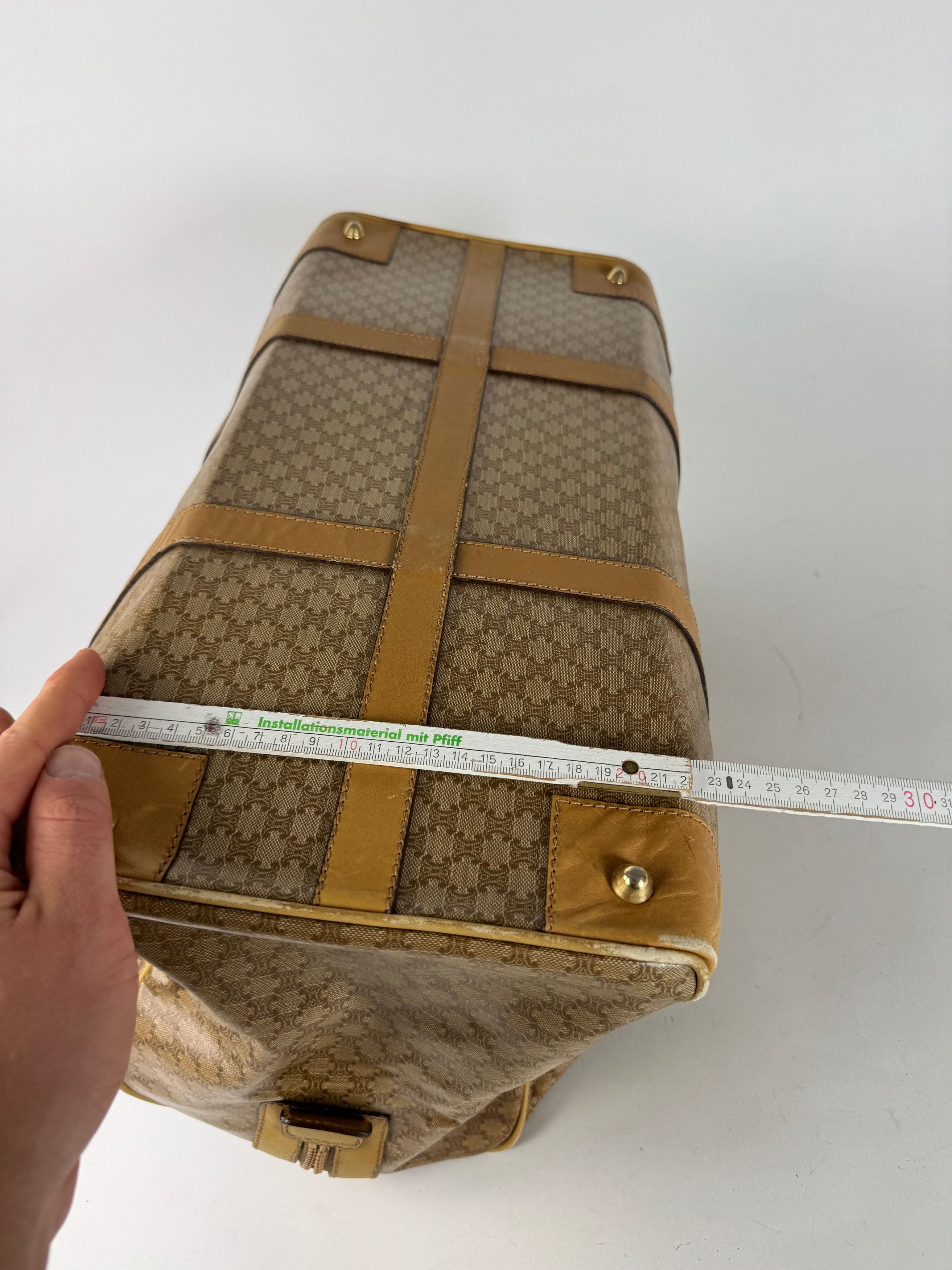Celine Vintage Paris Triomphe Leather Monogram Duffel Bag bag gold Size ONE SIZE - 14 Thumbnail