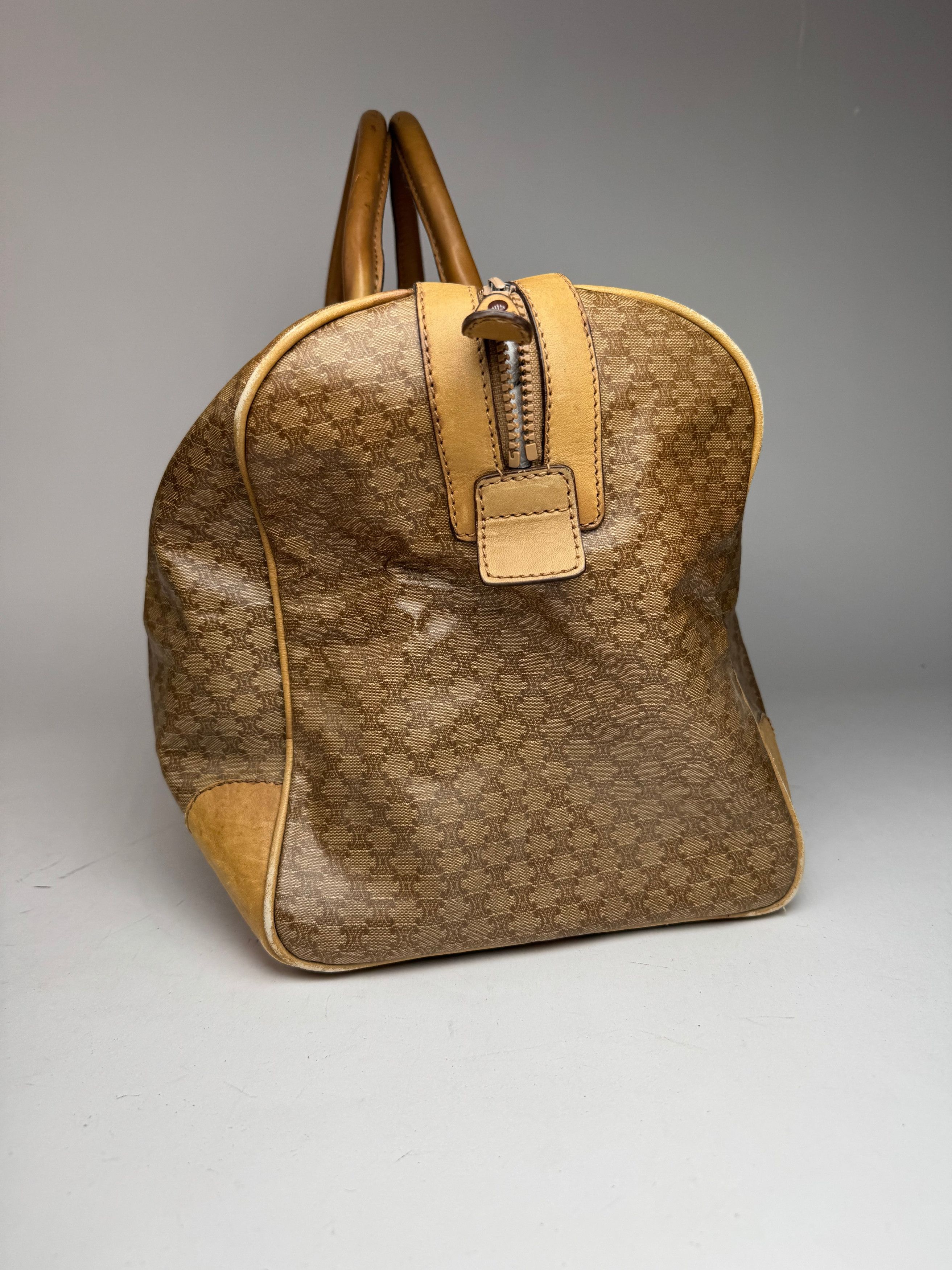 Celine Vintage Paris Triomphe Leather Monogram Duffel Bag bag gold Size ONE SIZE - 4 Thumbnail